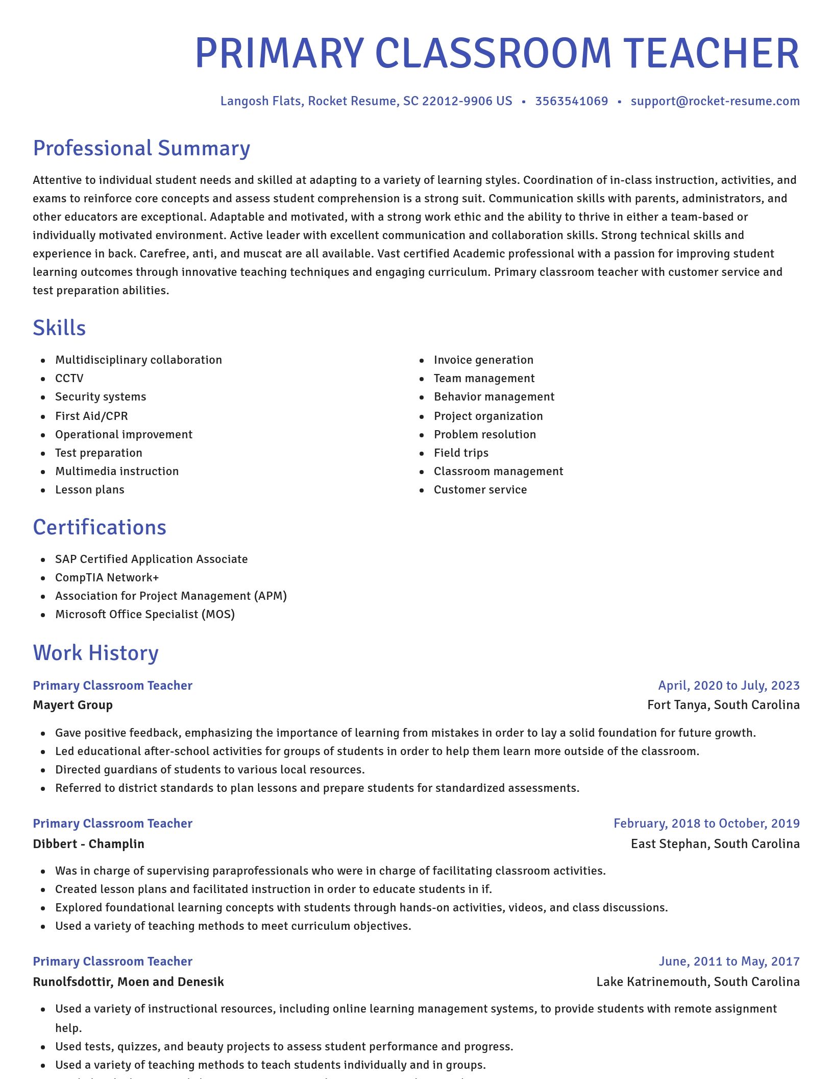 Novel resume template