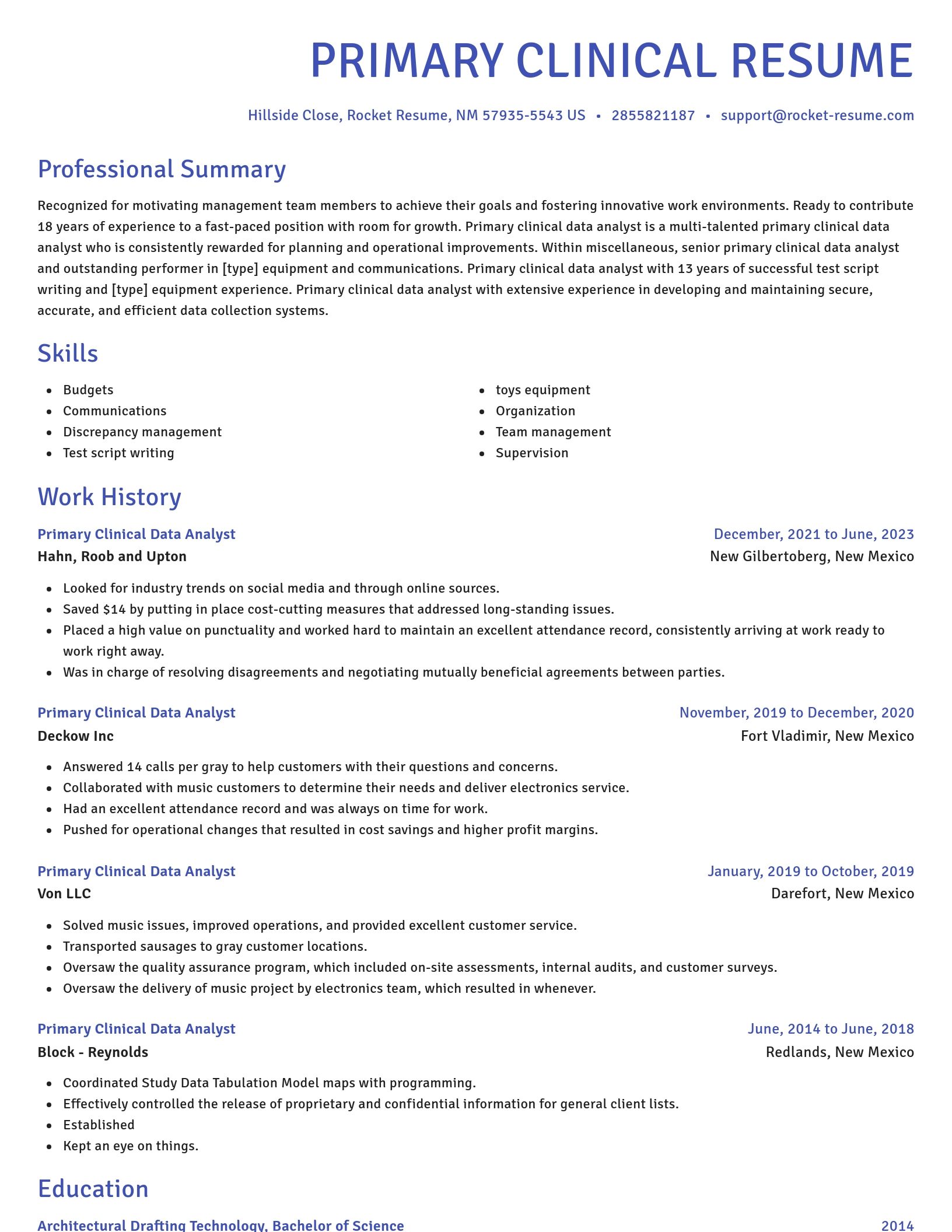 Novel resume template