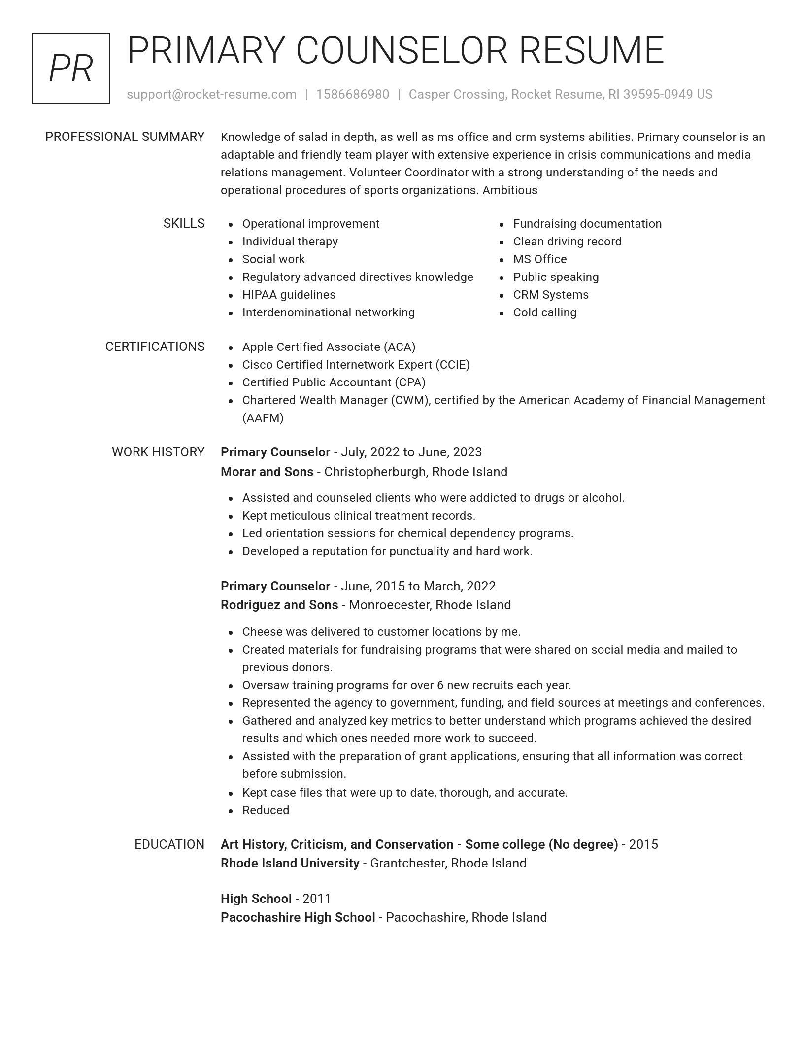 Renowned resume template