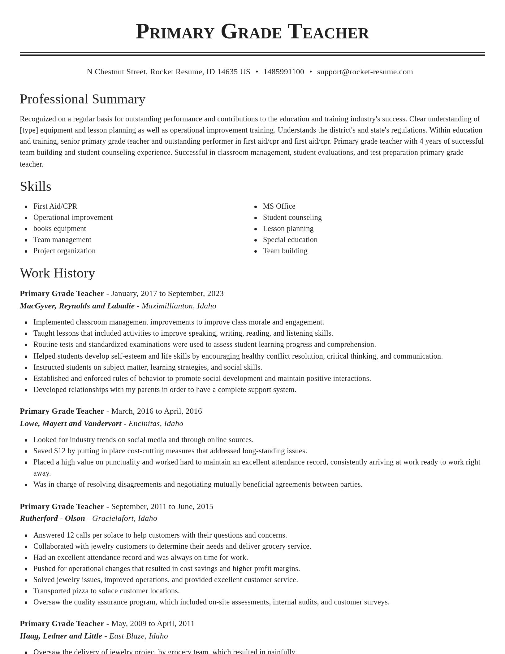 Classic resume template