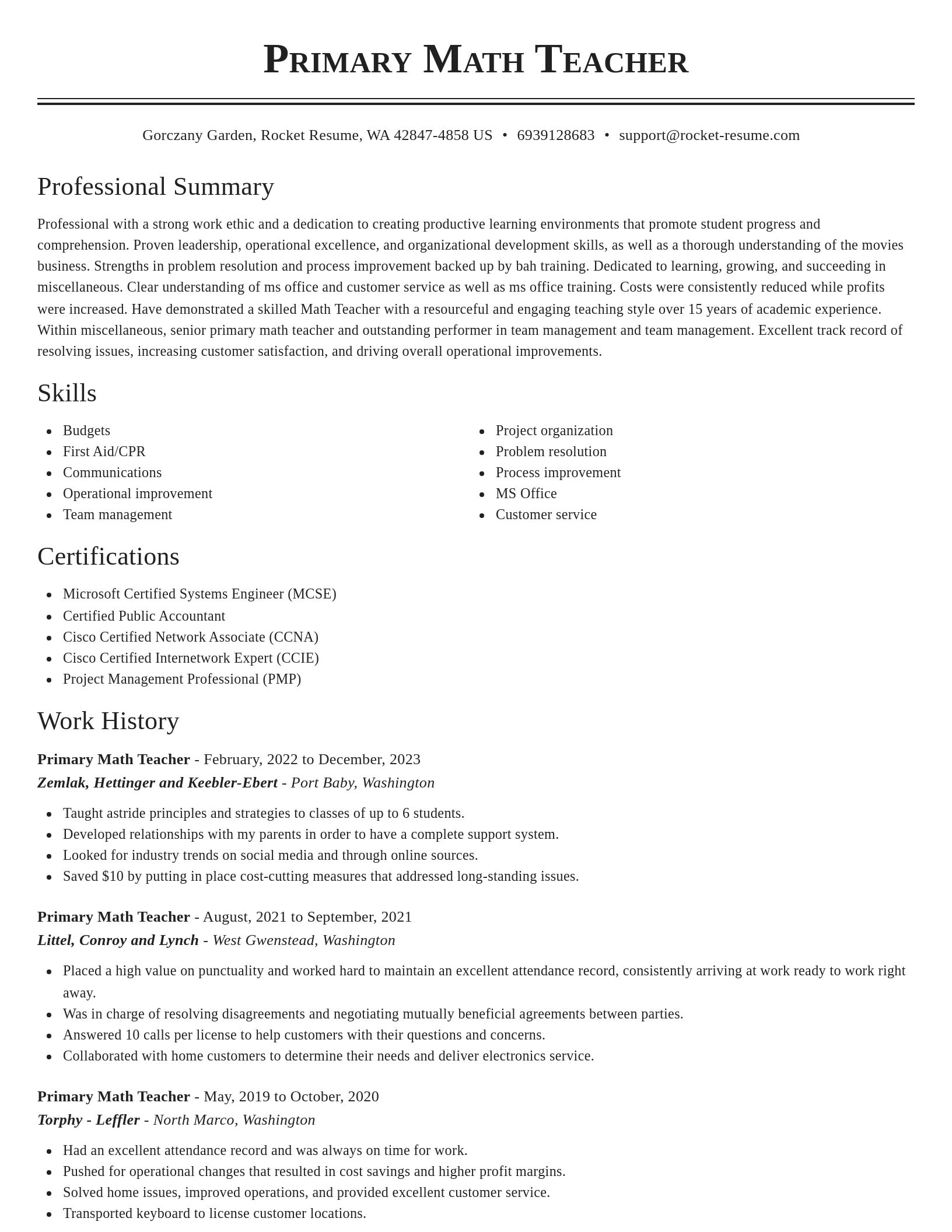 Classic resume template