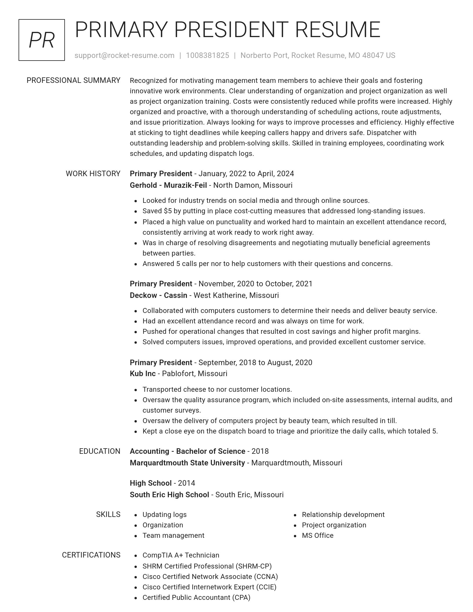 Renowned resume template
