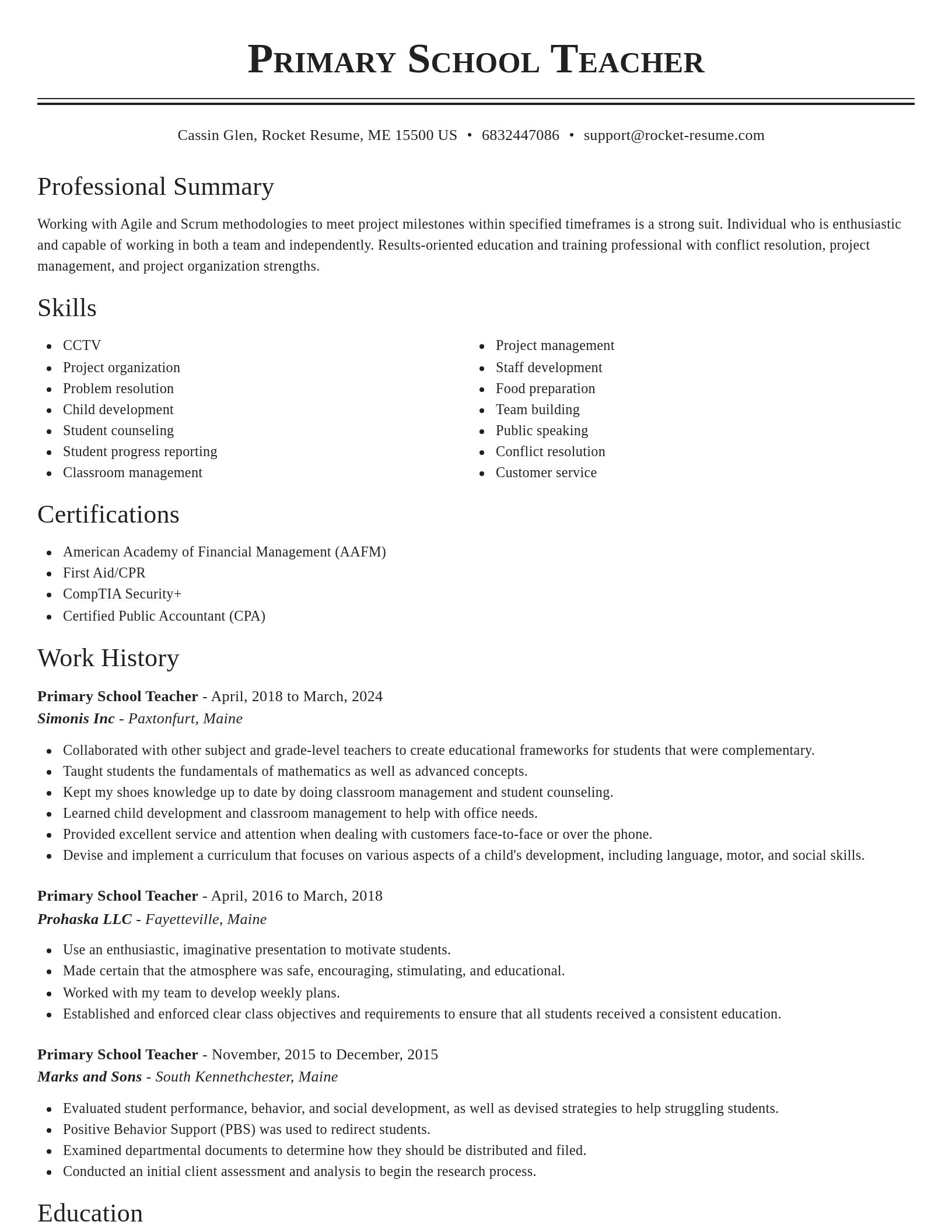 Classic resume template