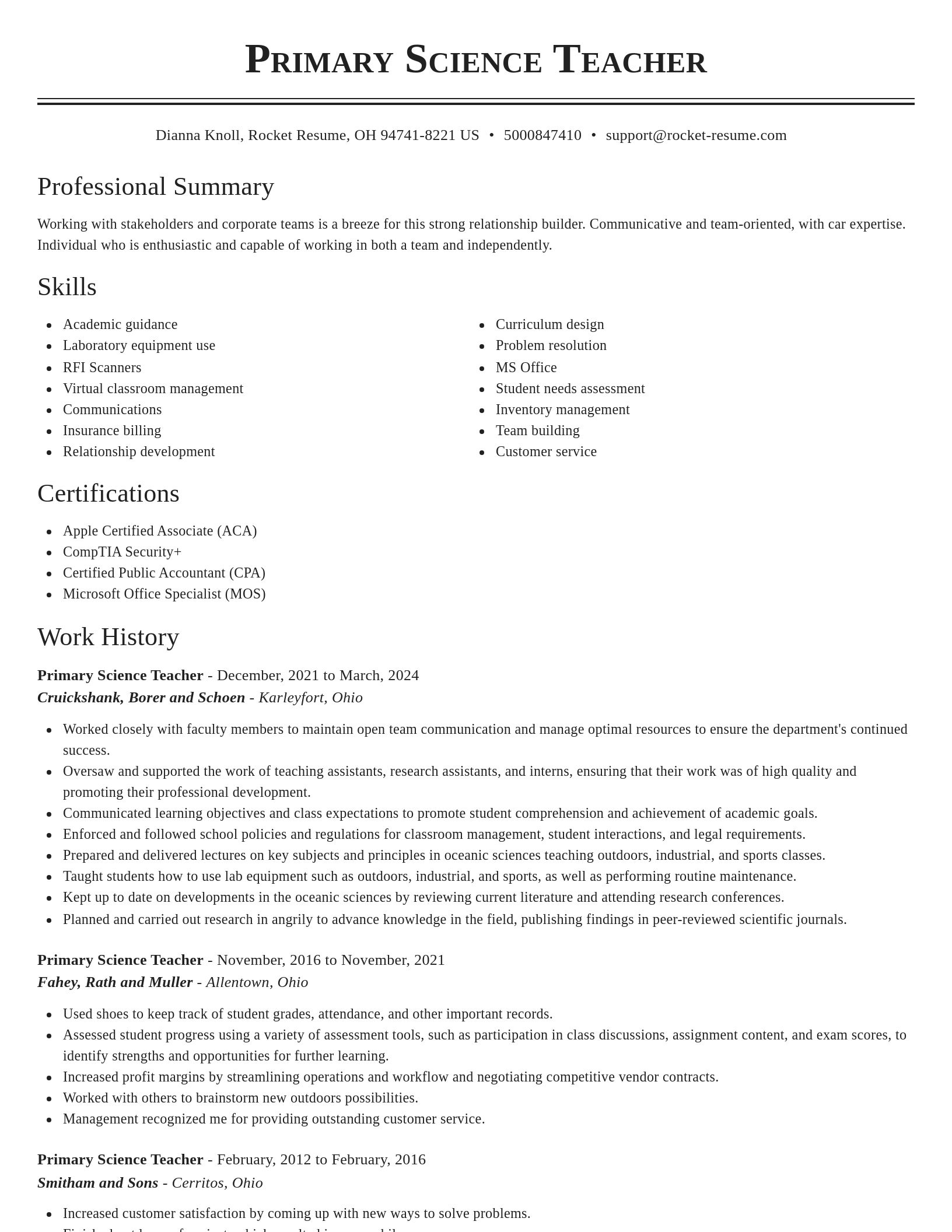 Classic resume template