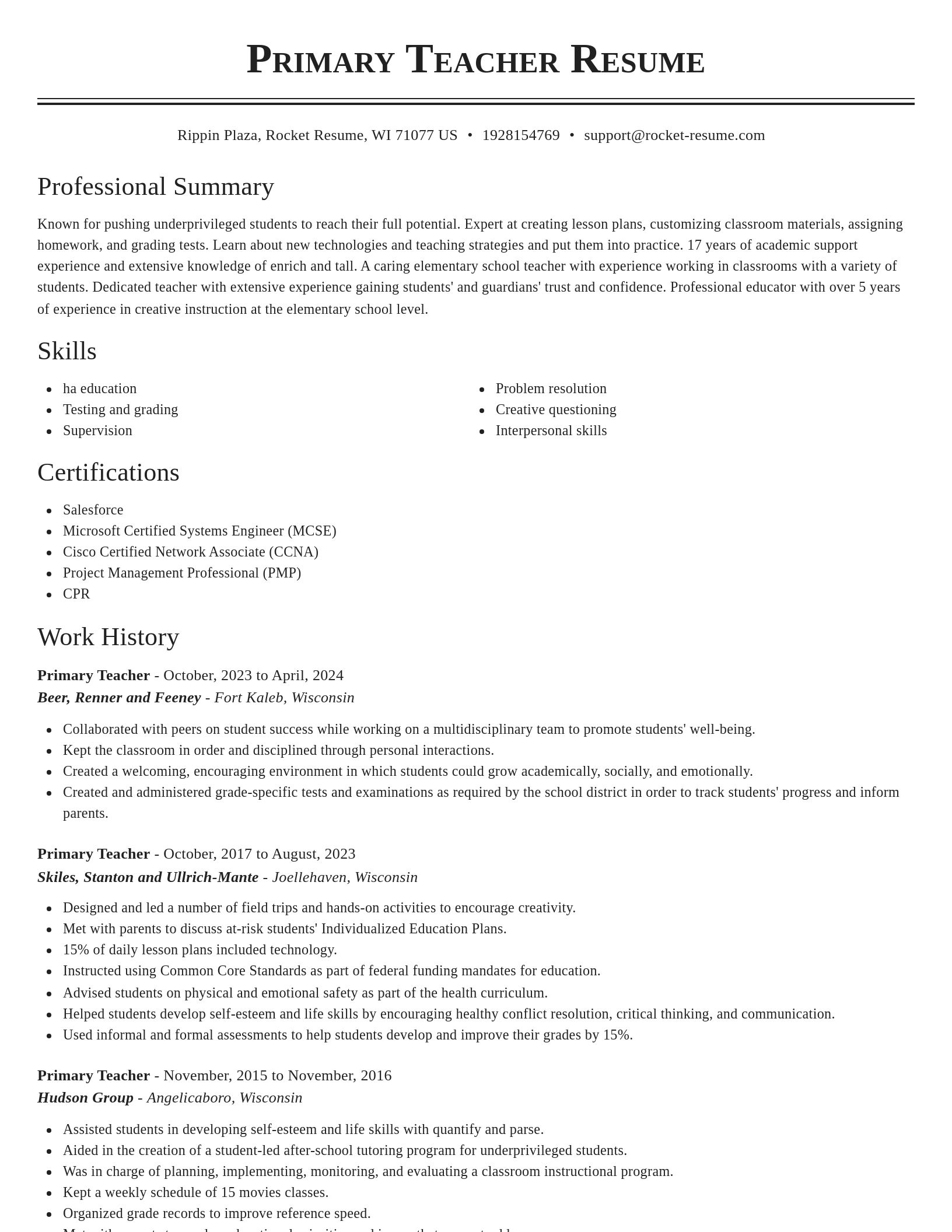 Classic resume template