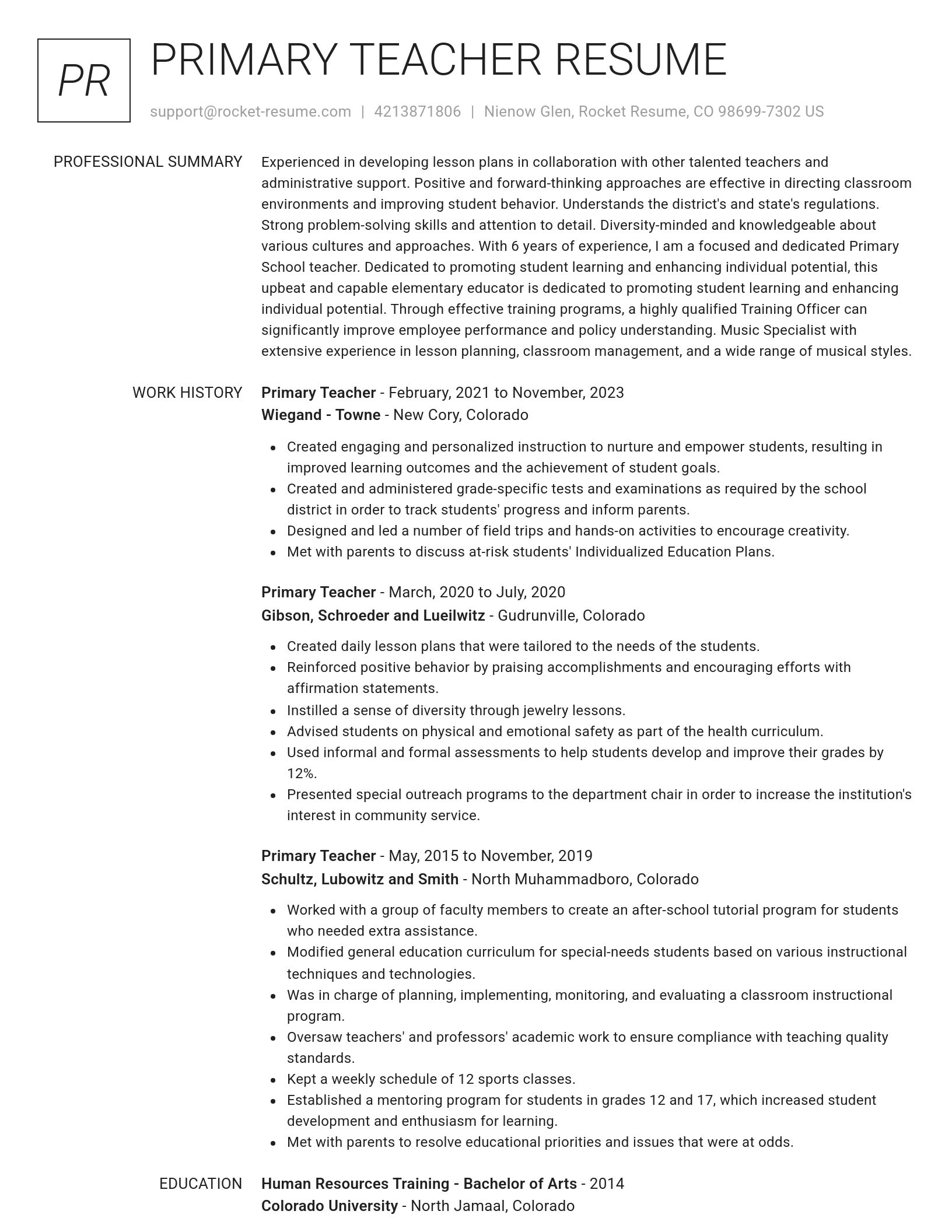 Renowned resume template