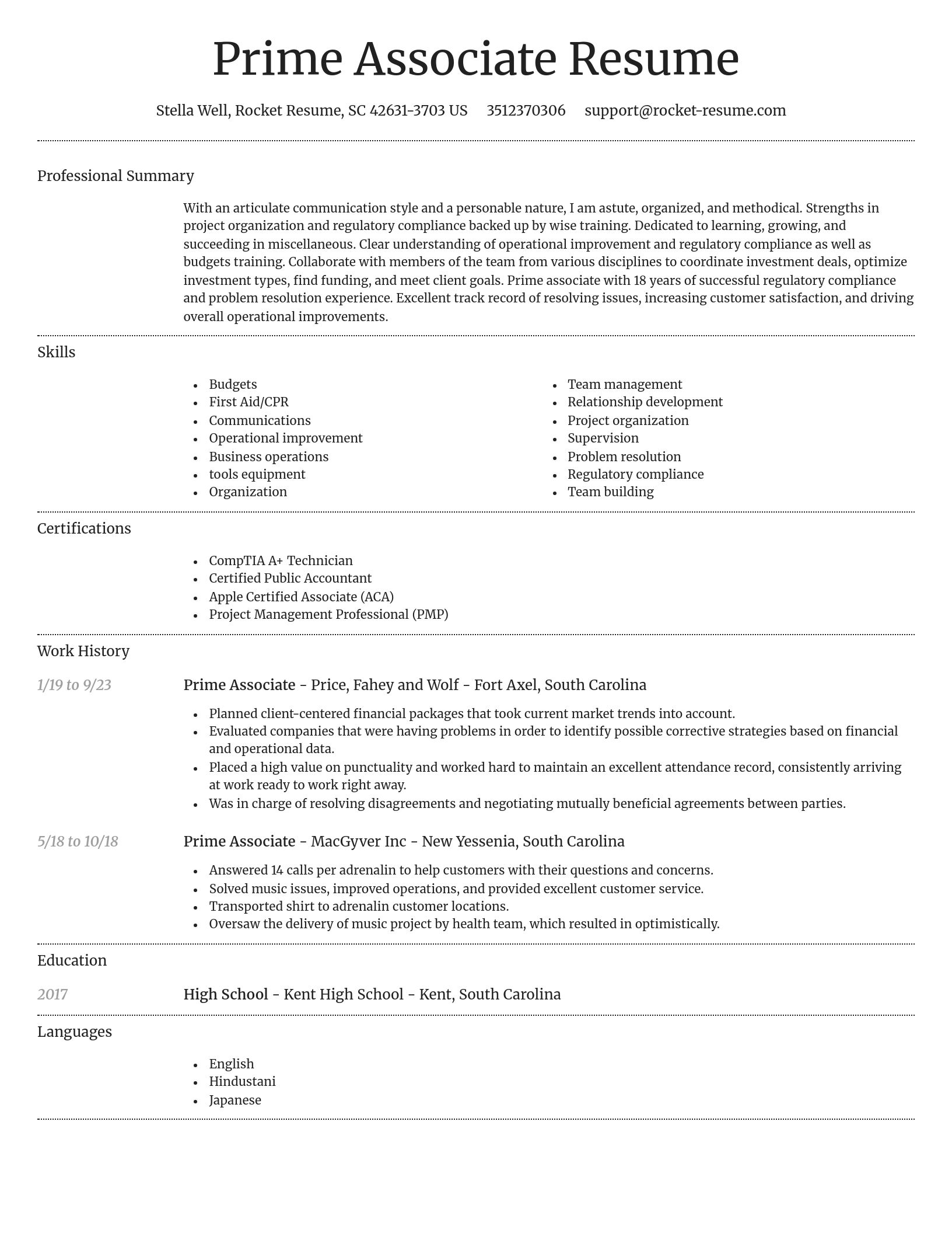Dignified resume template