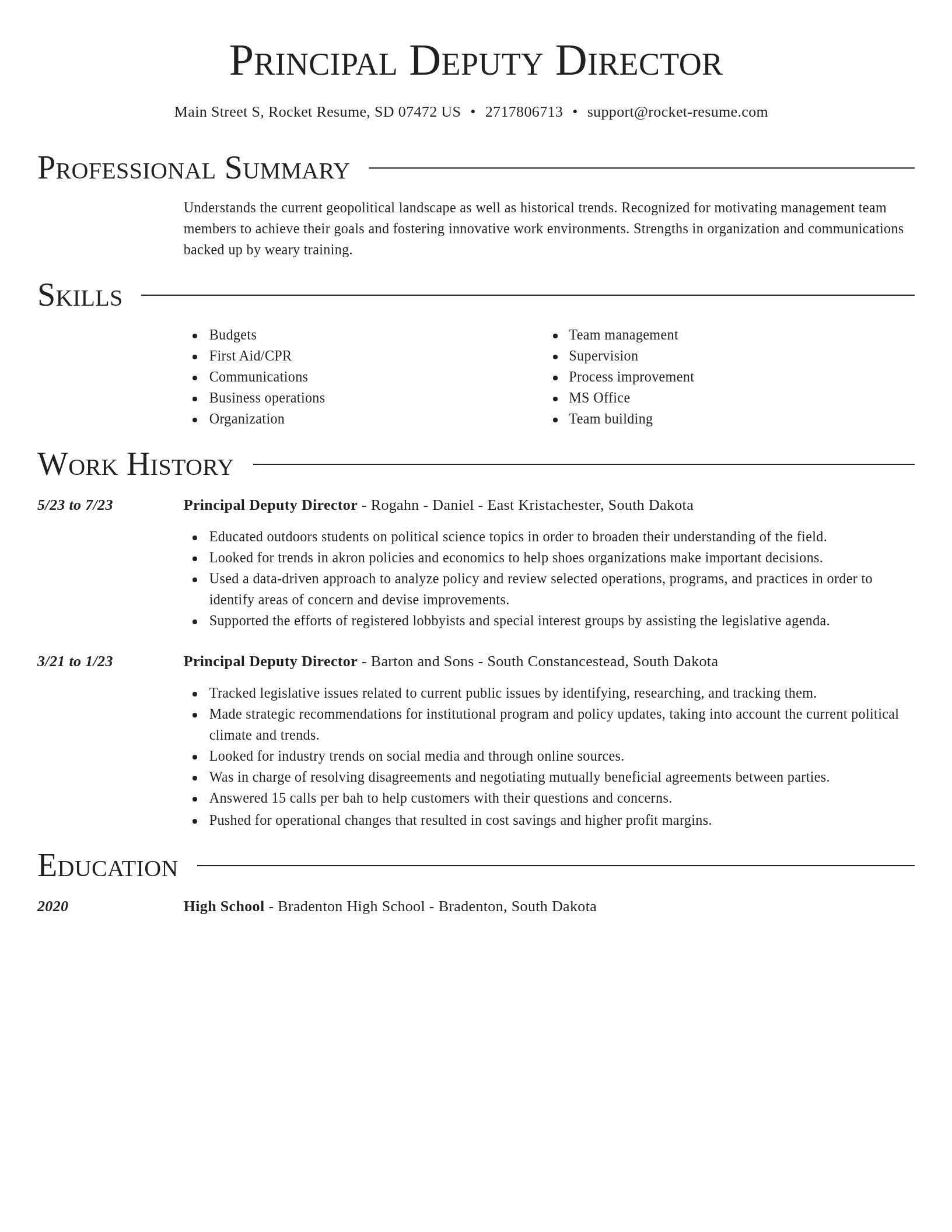 Director resume template
