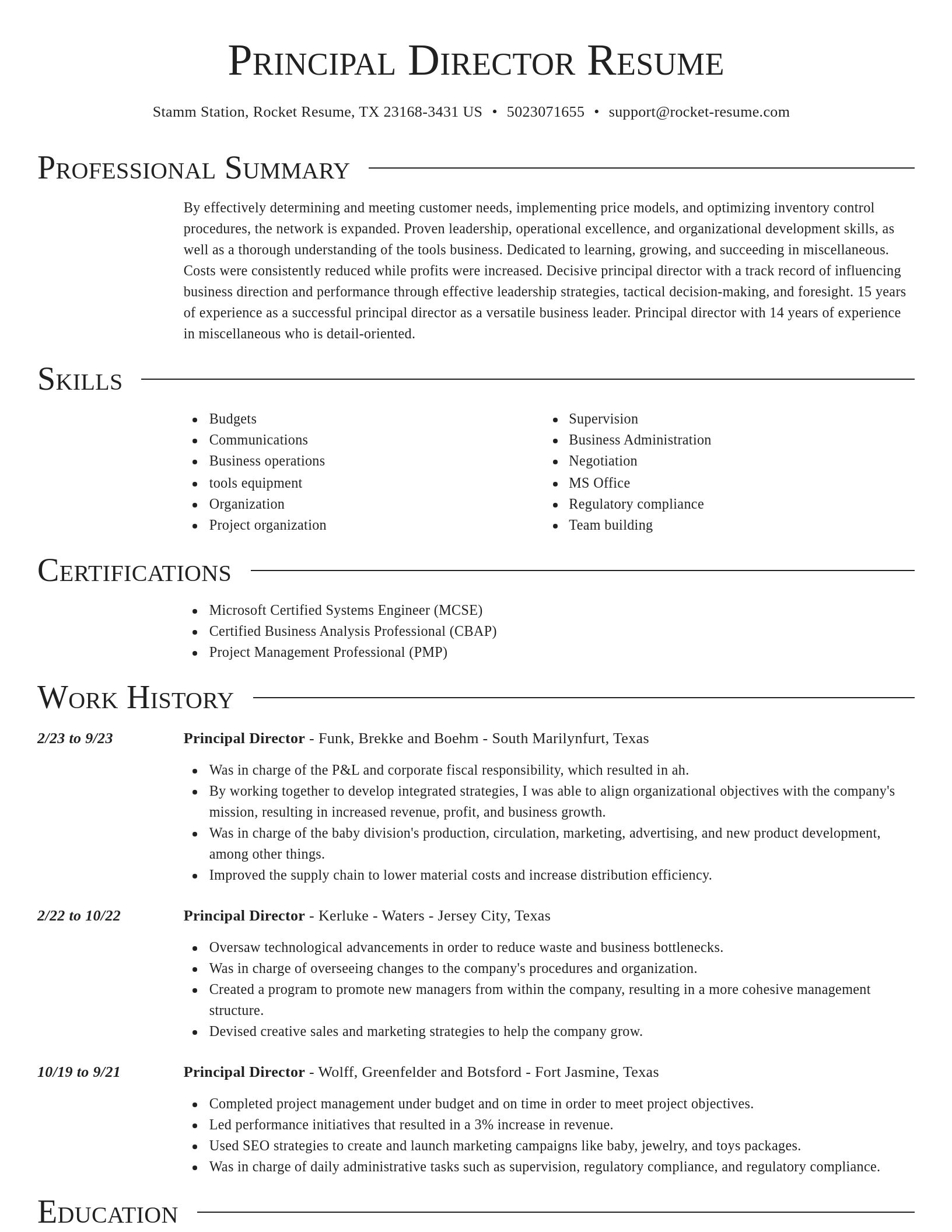 Director resume template