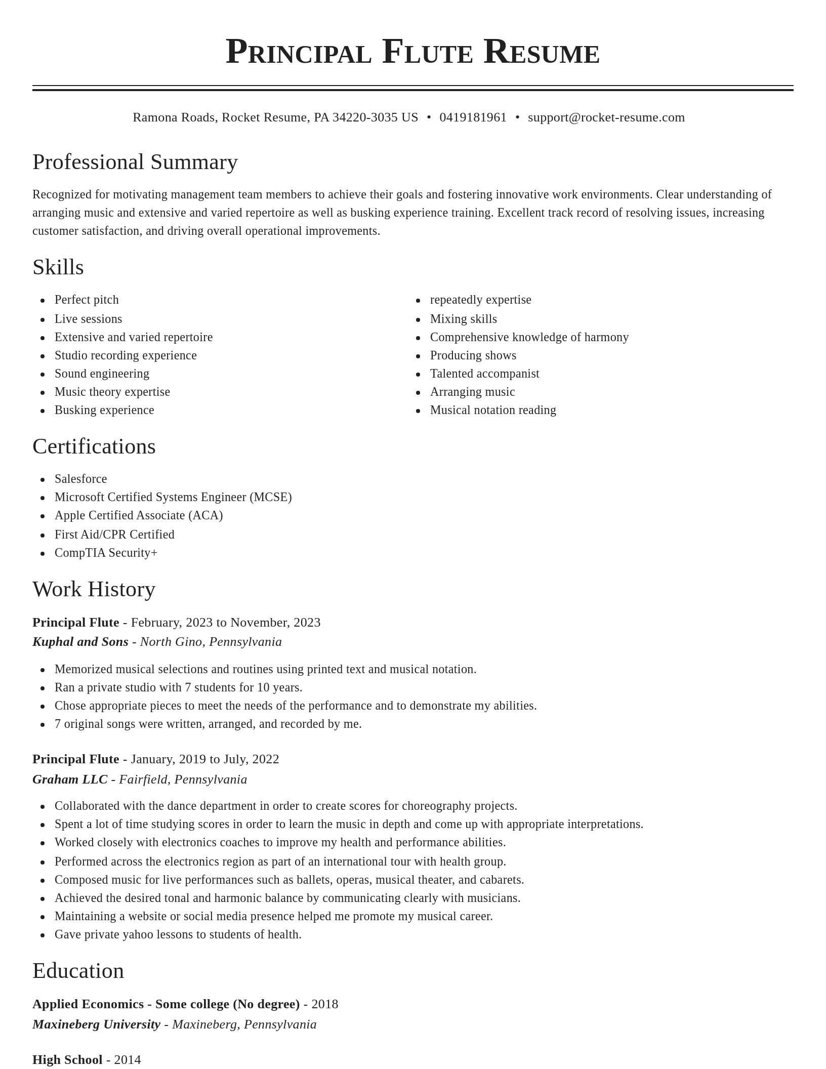 Classic resume template