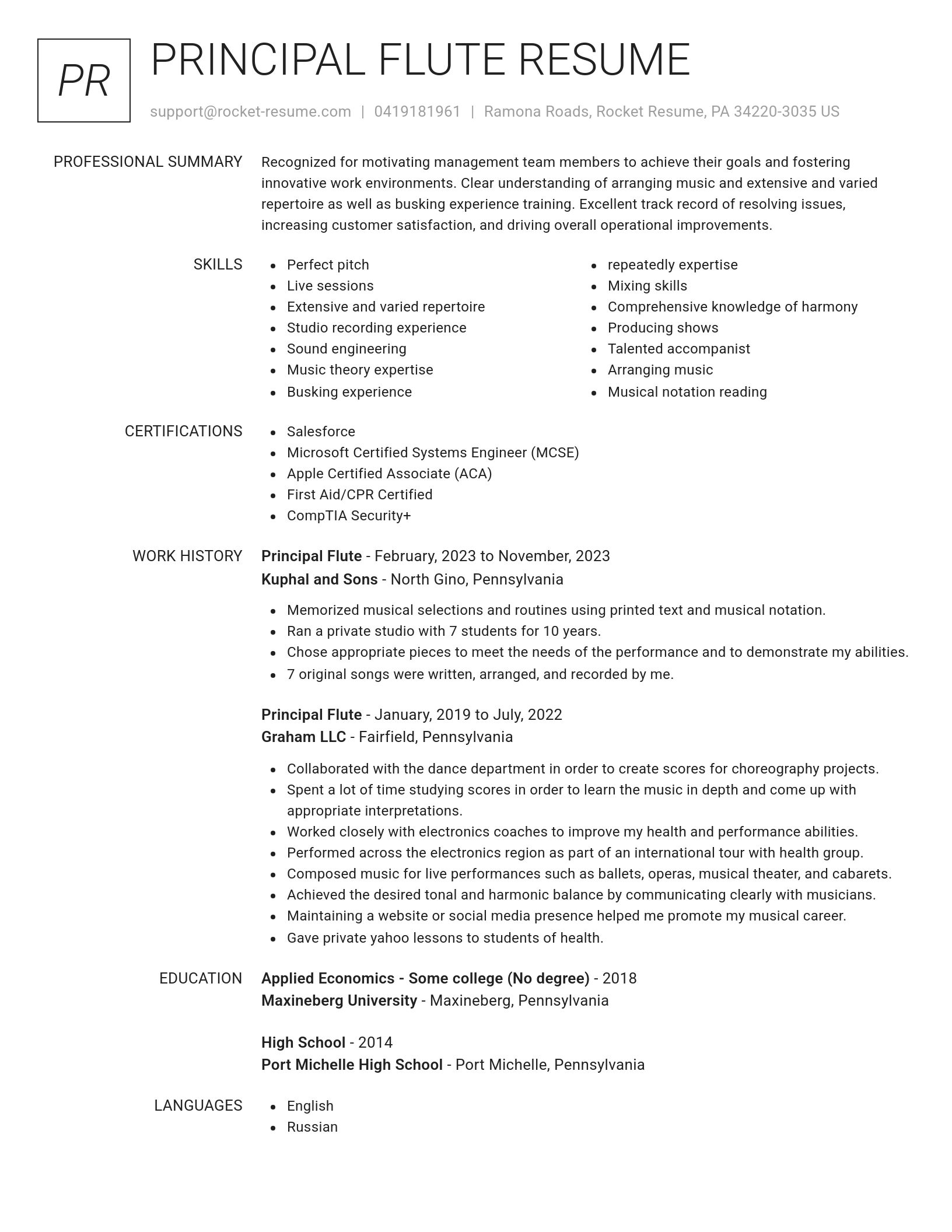 Renowned resume template