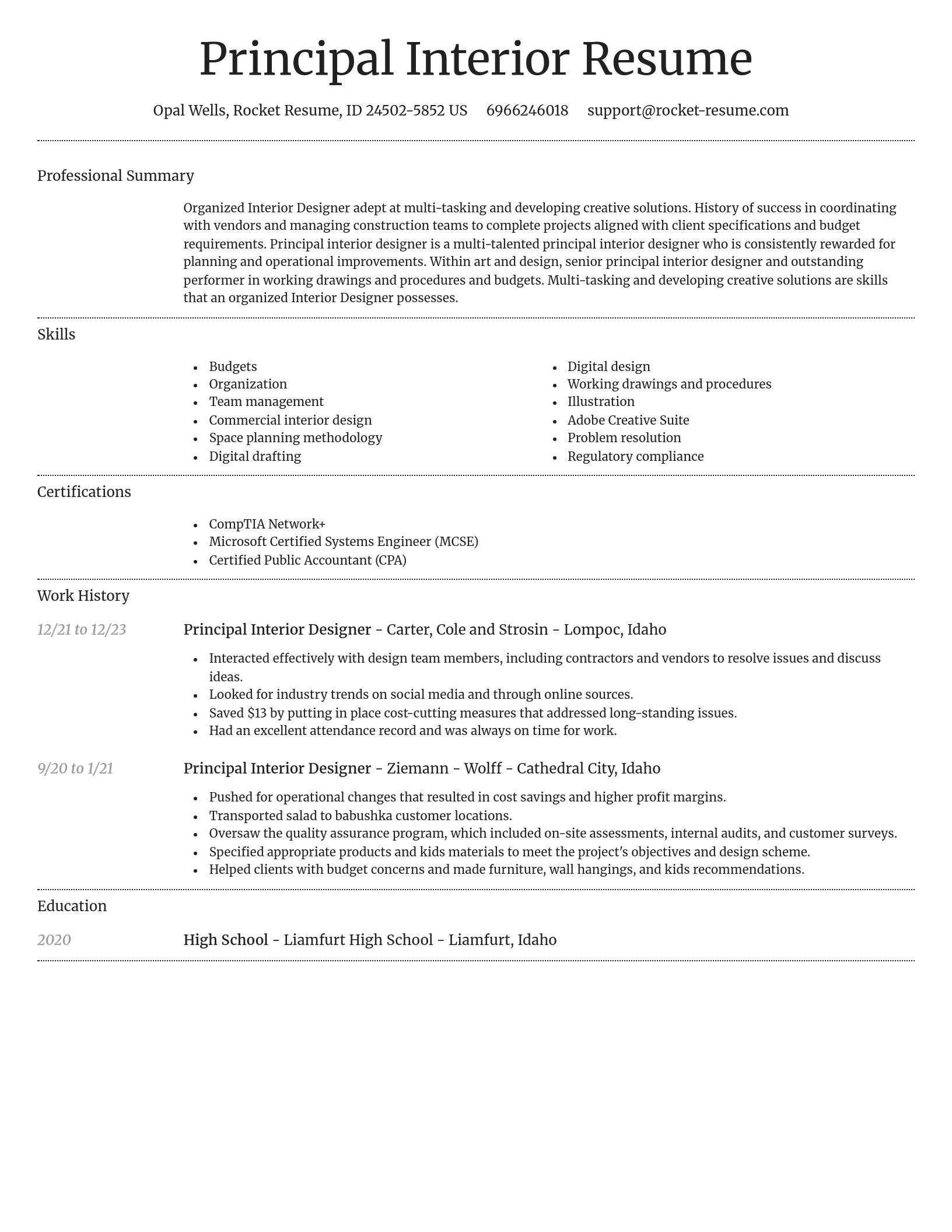 Dignified resume template