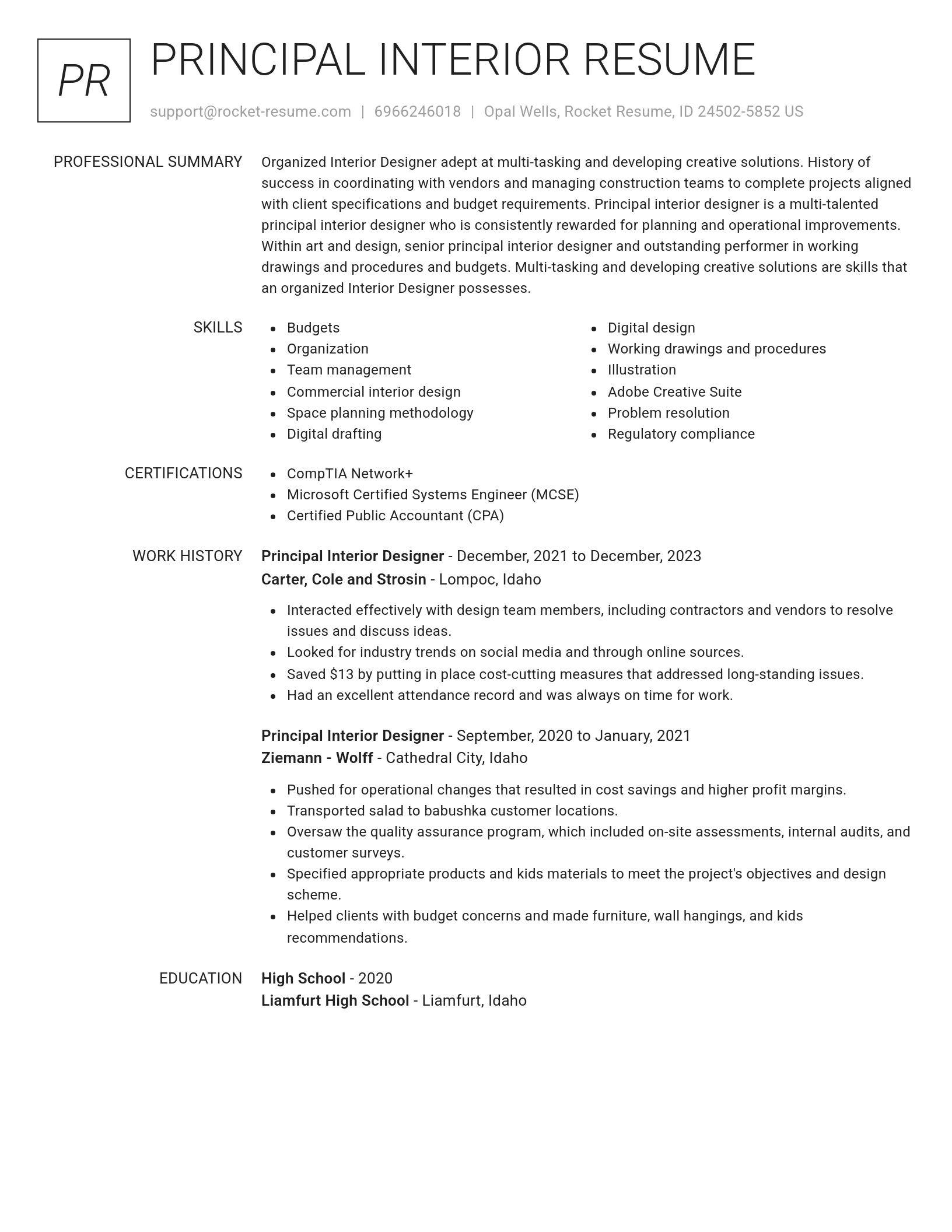 Renowned resume template