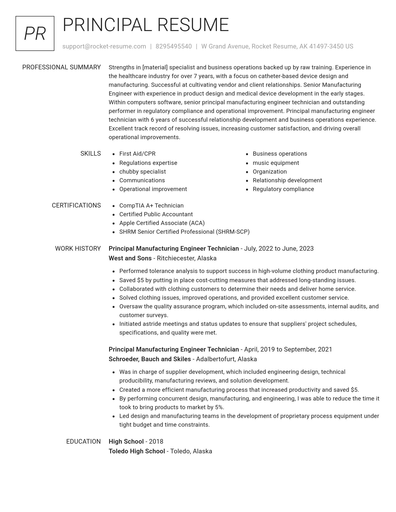 Renowned resume template