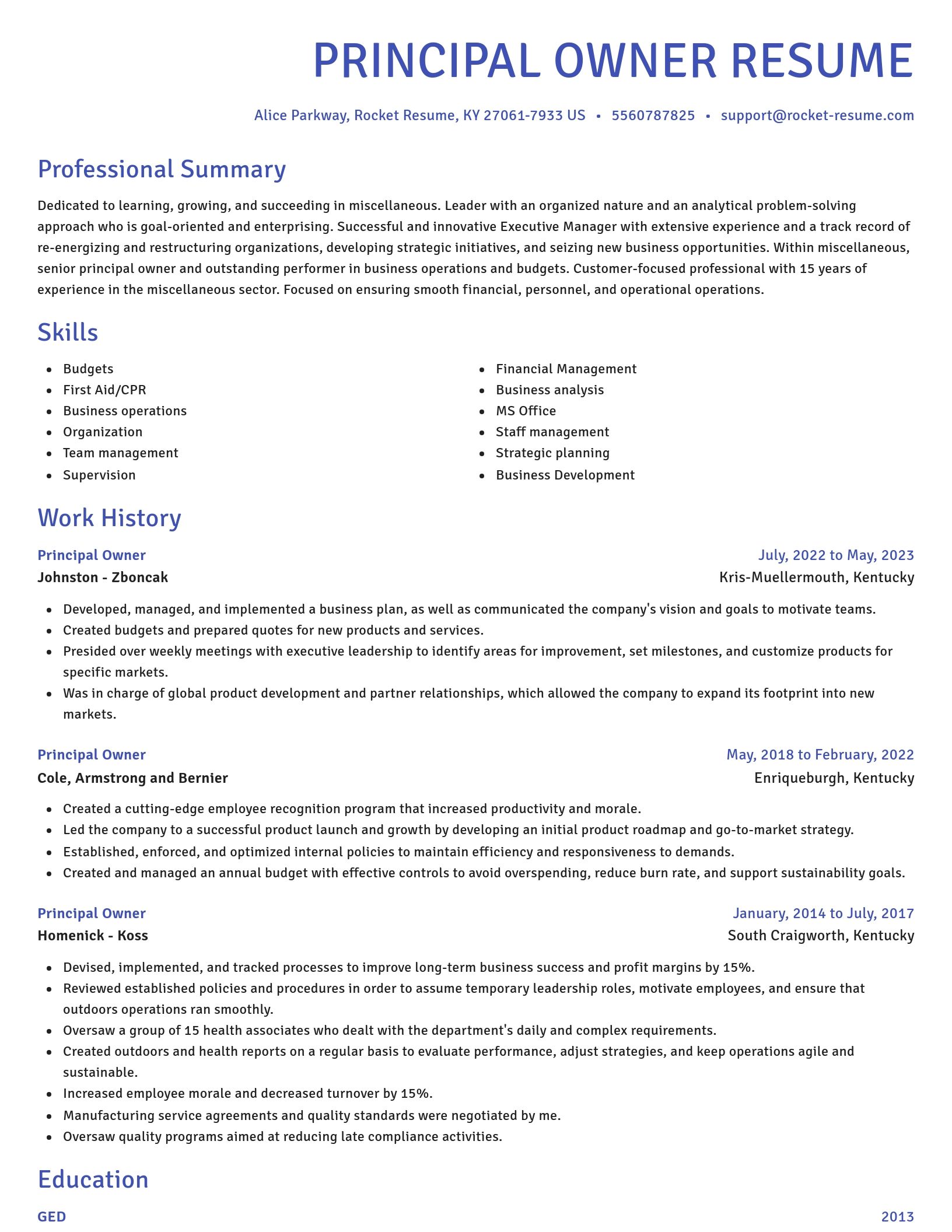 Novel resume template