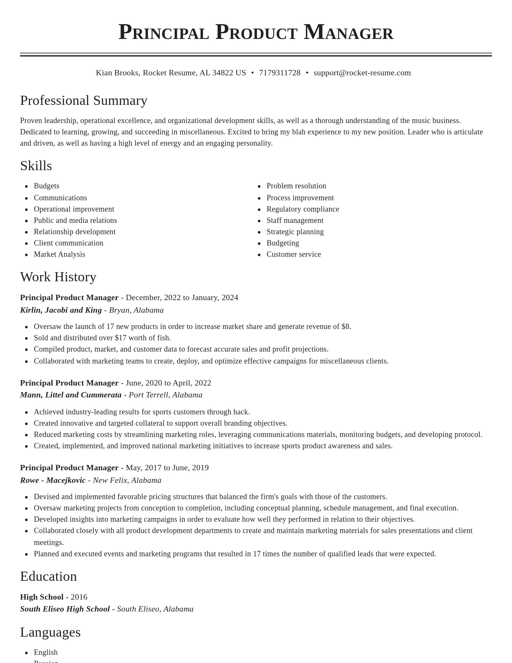 Classic resume template