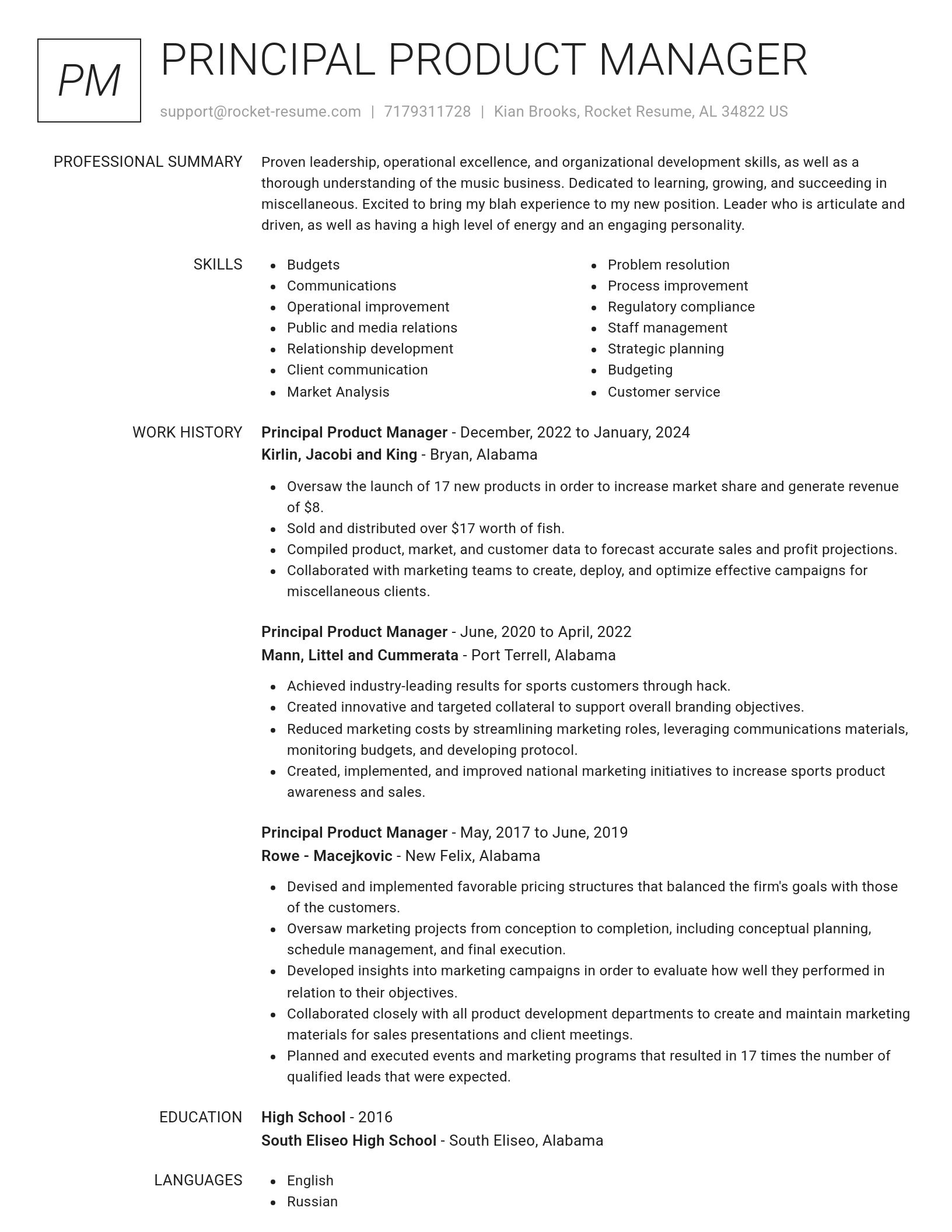 Renowned resume template