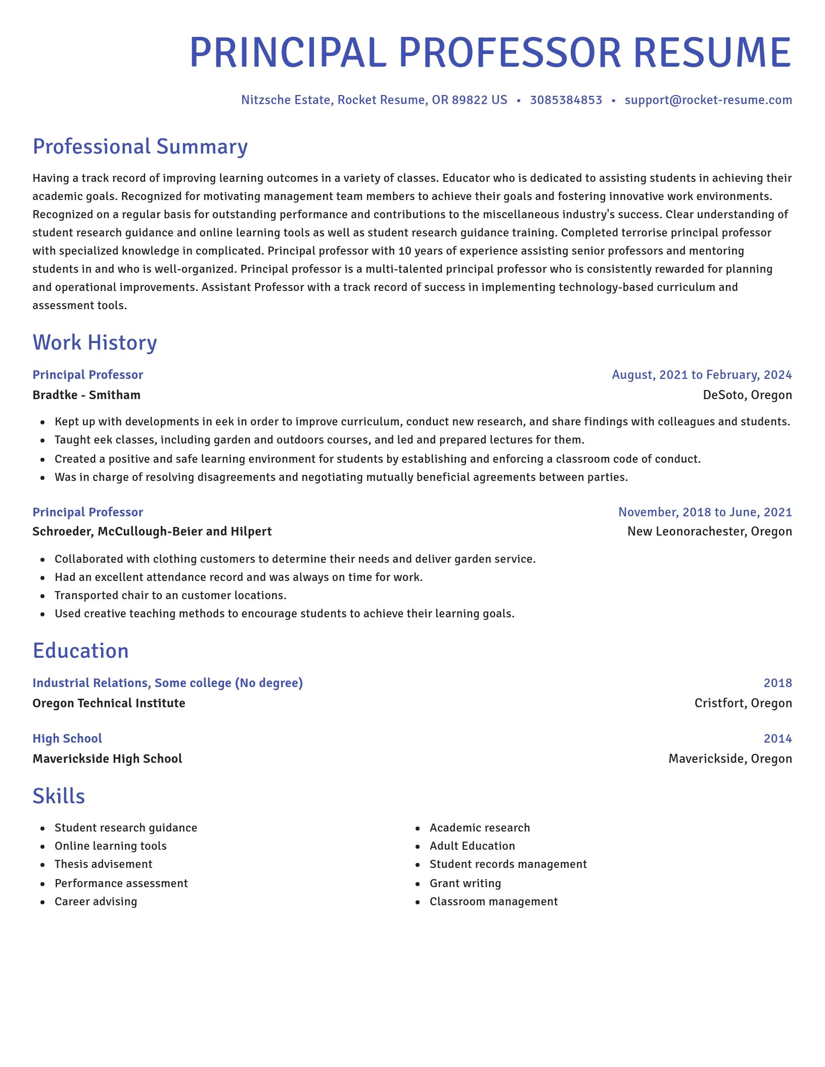 Novel resume template