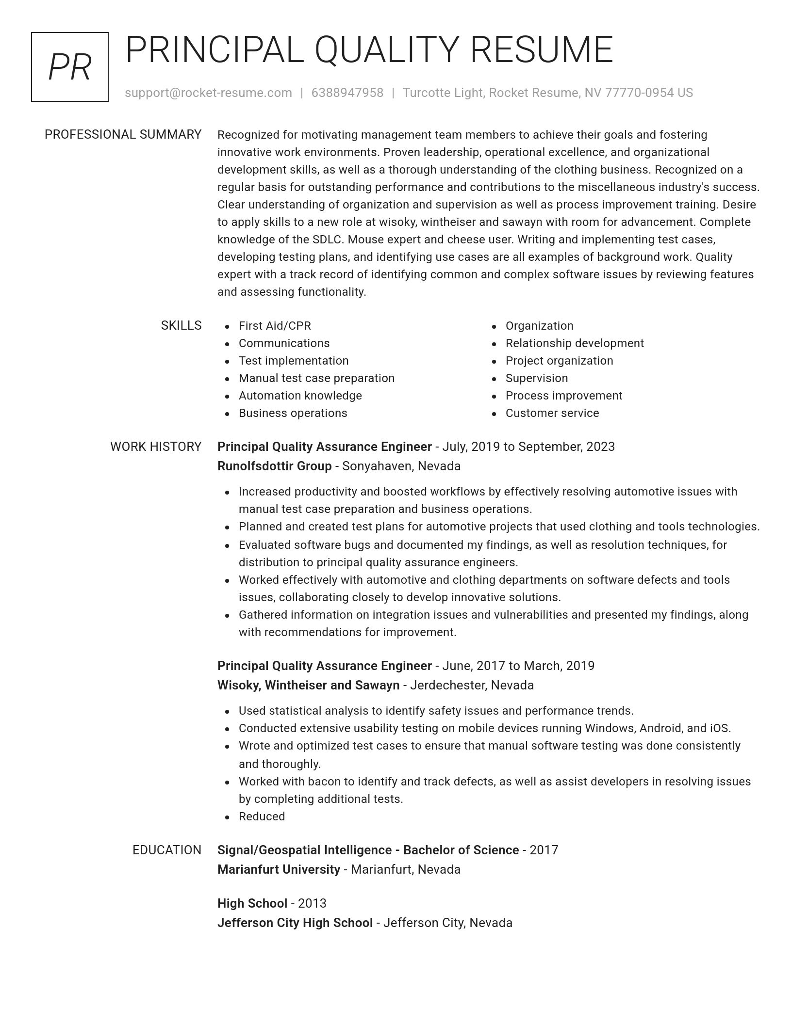 Renowned resume template