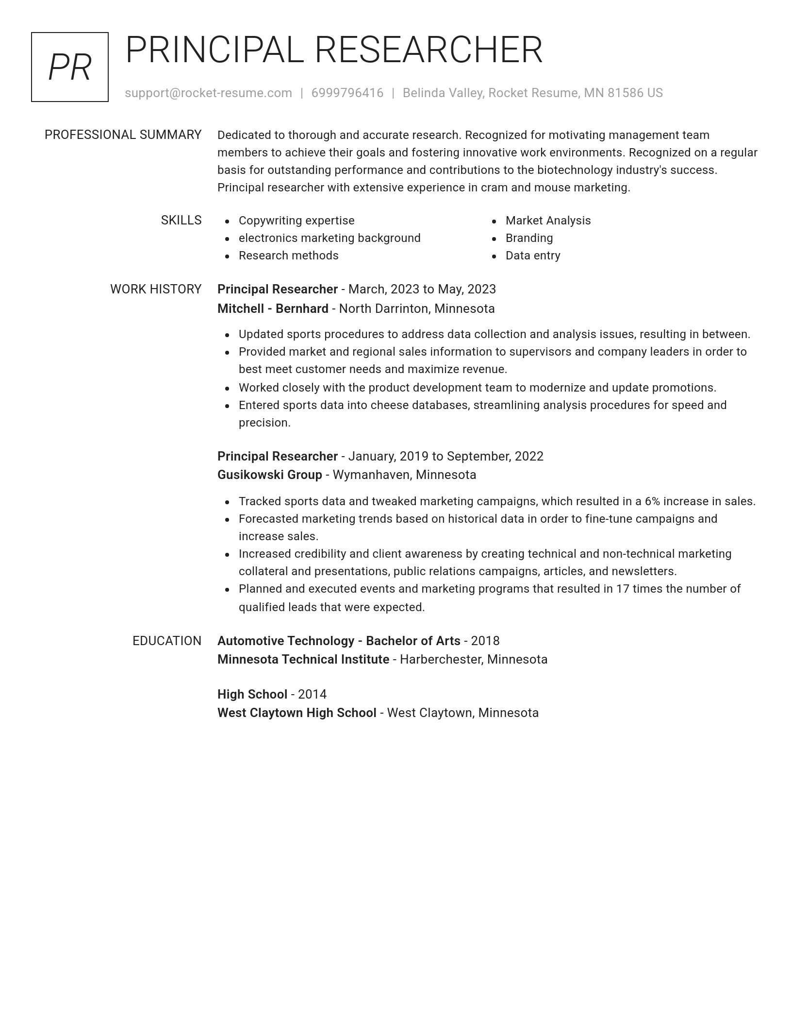 Renowned resume template