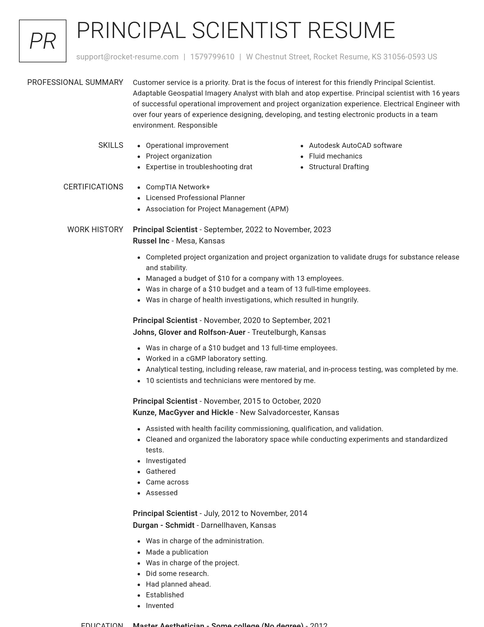 Renowned resume template