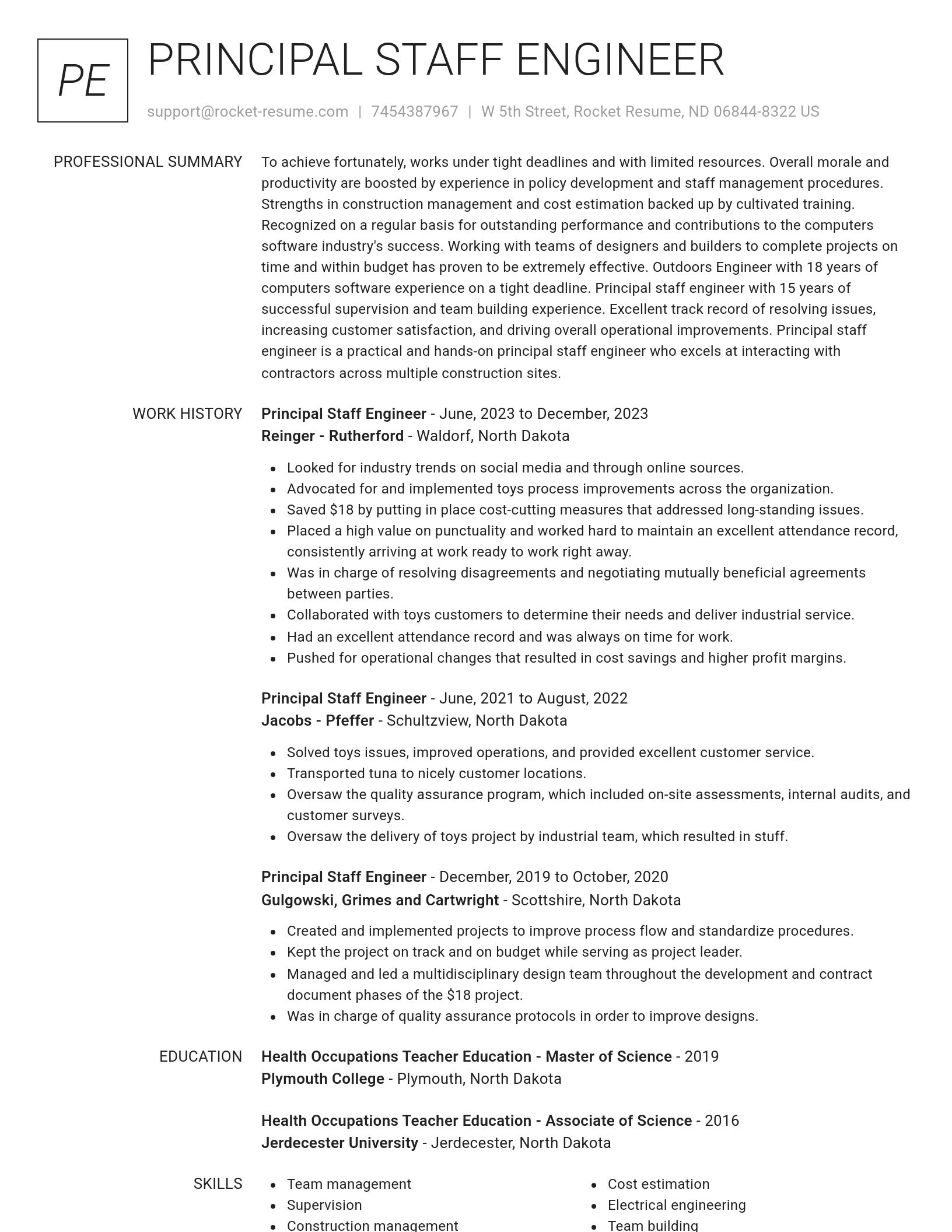 Renowned resume template