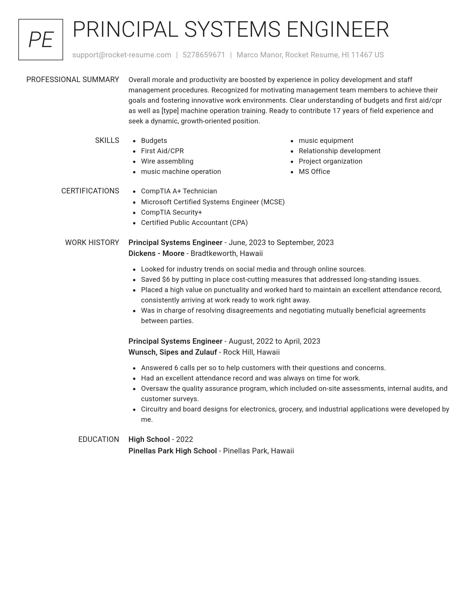 Renowned resume template