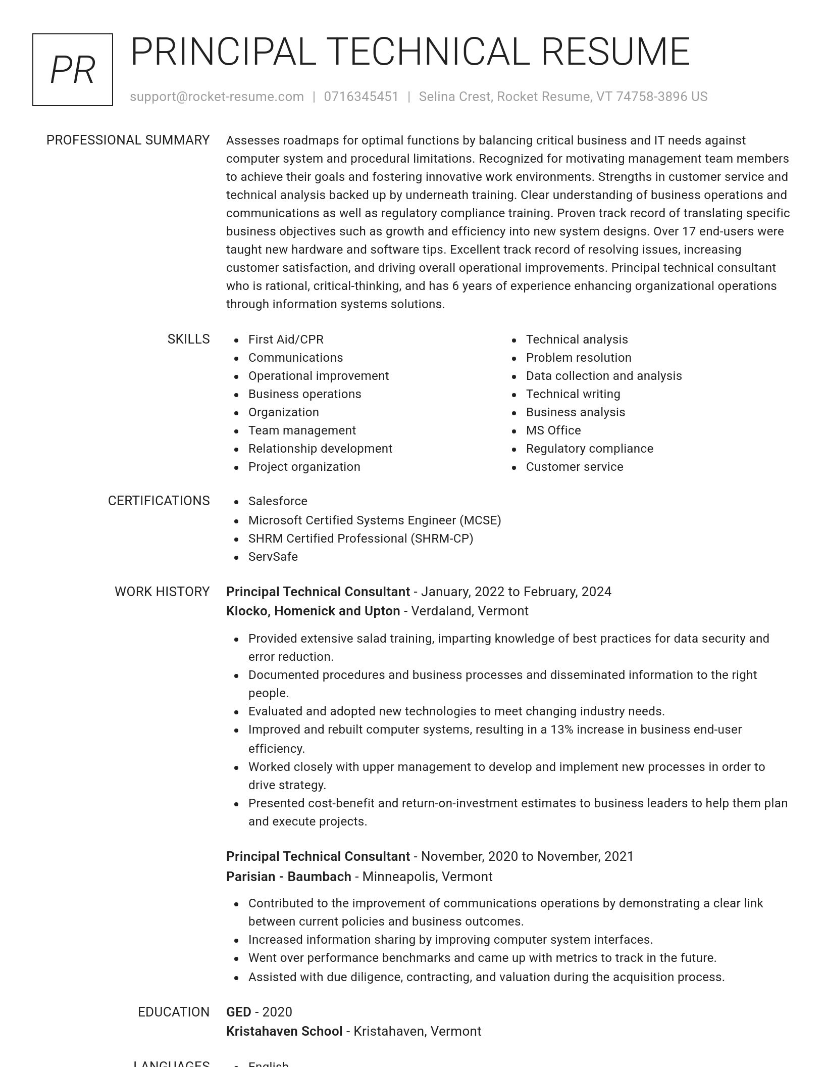 Renowned resume template