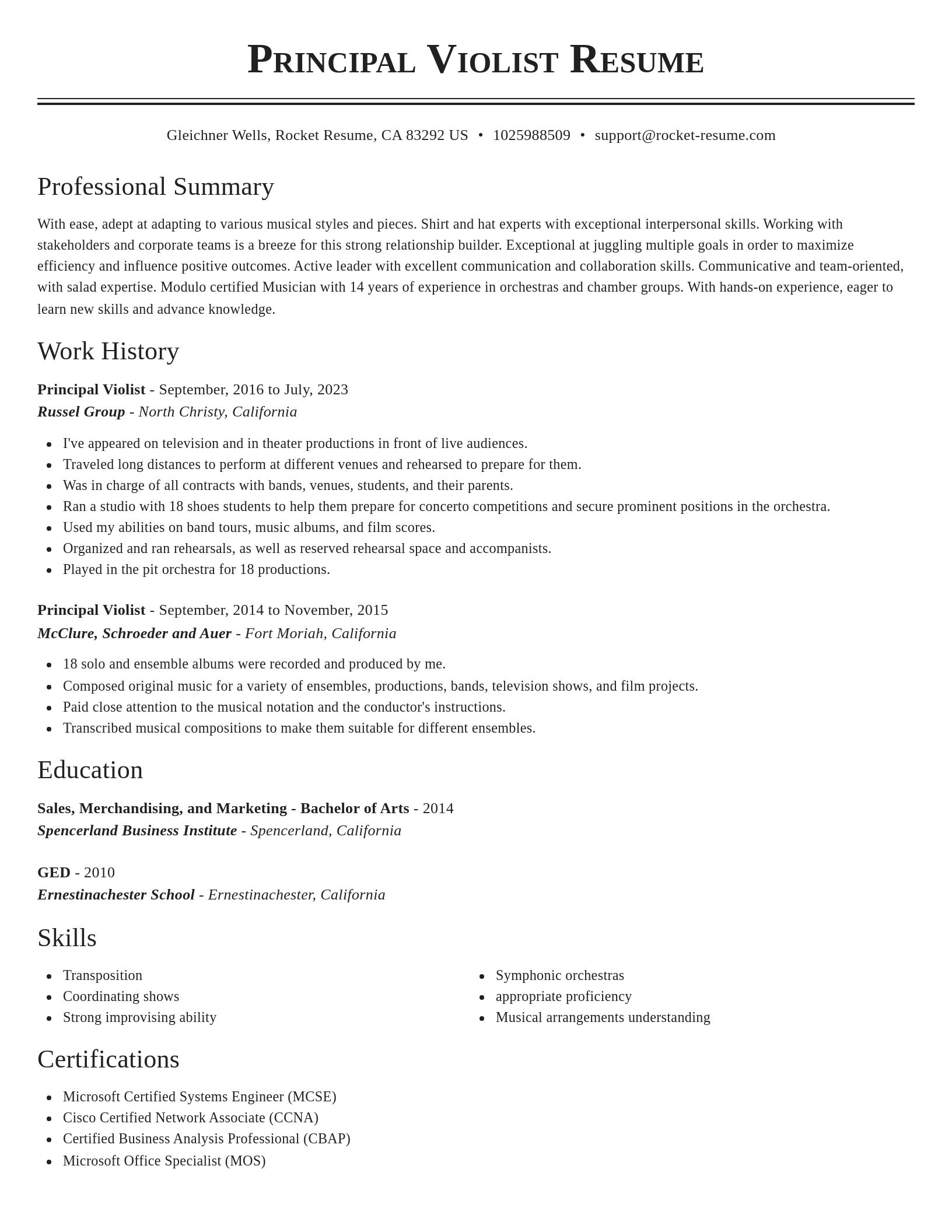 Classic resume template
