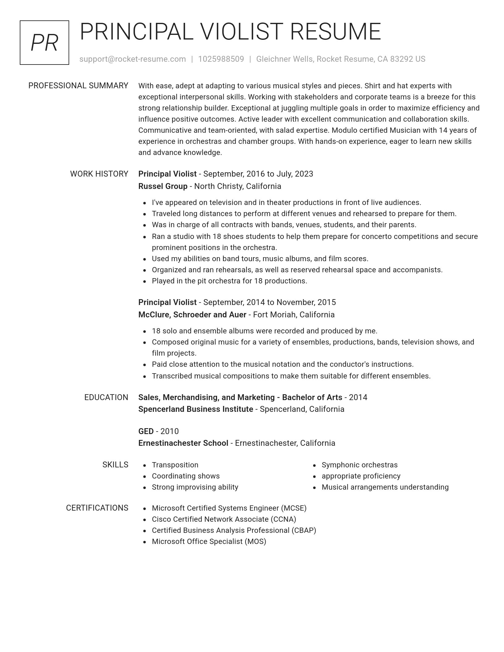 Renowned resume template
