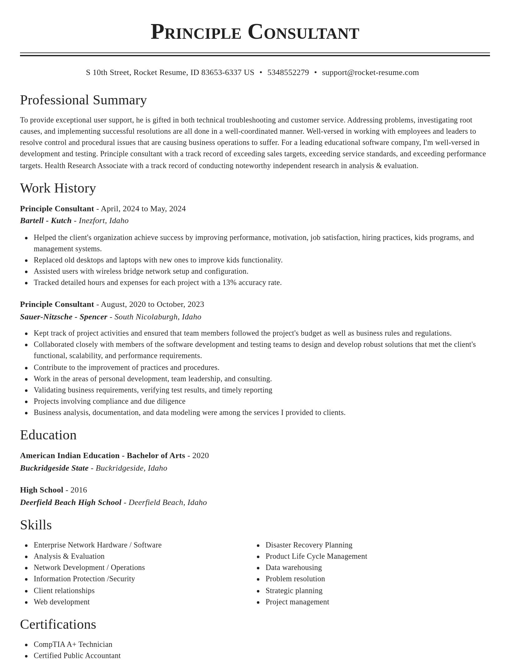 Classic resume template