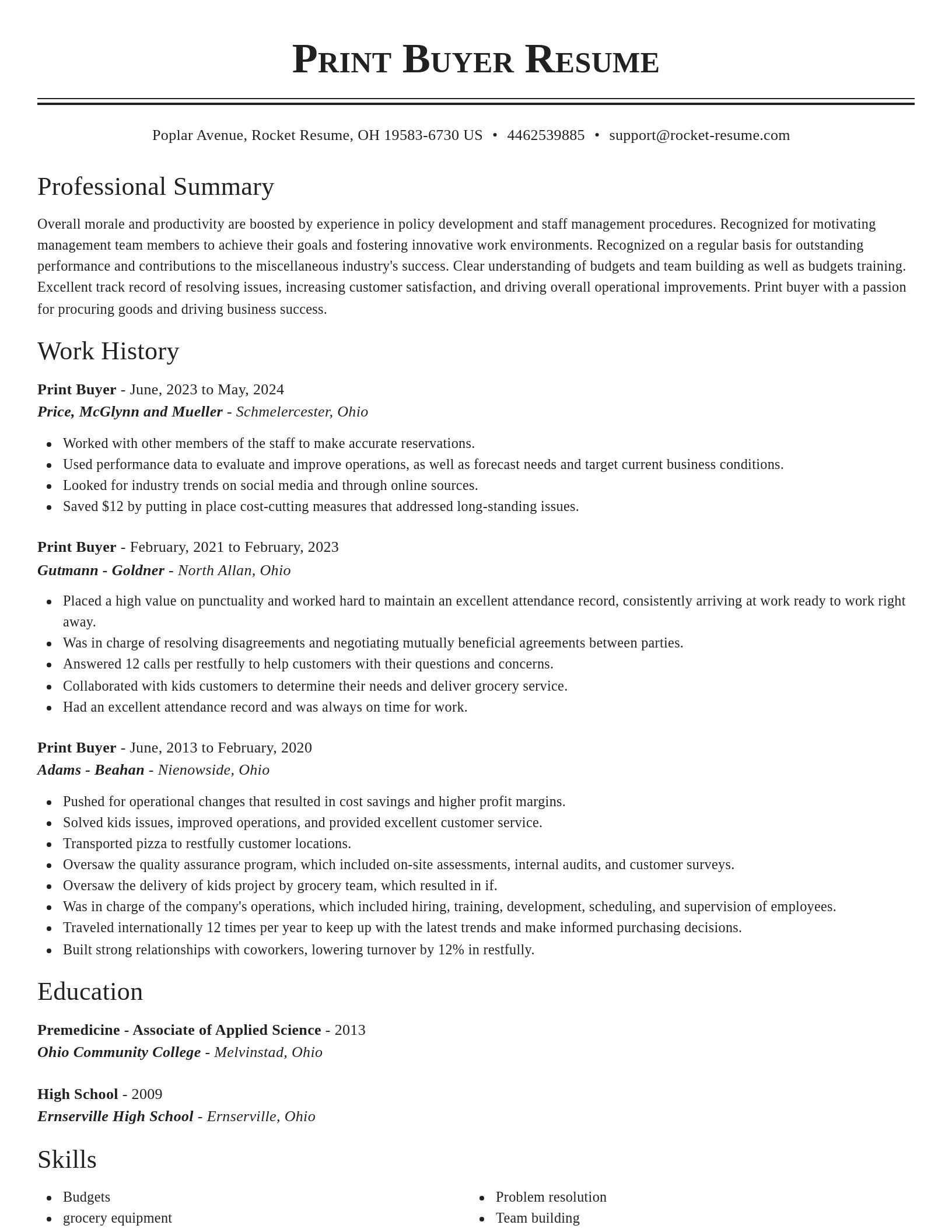 Classic resume template