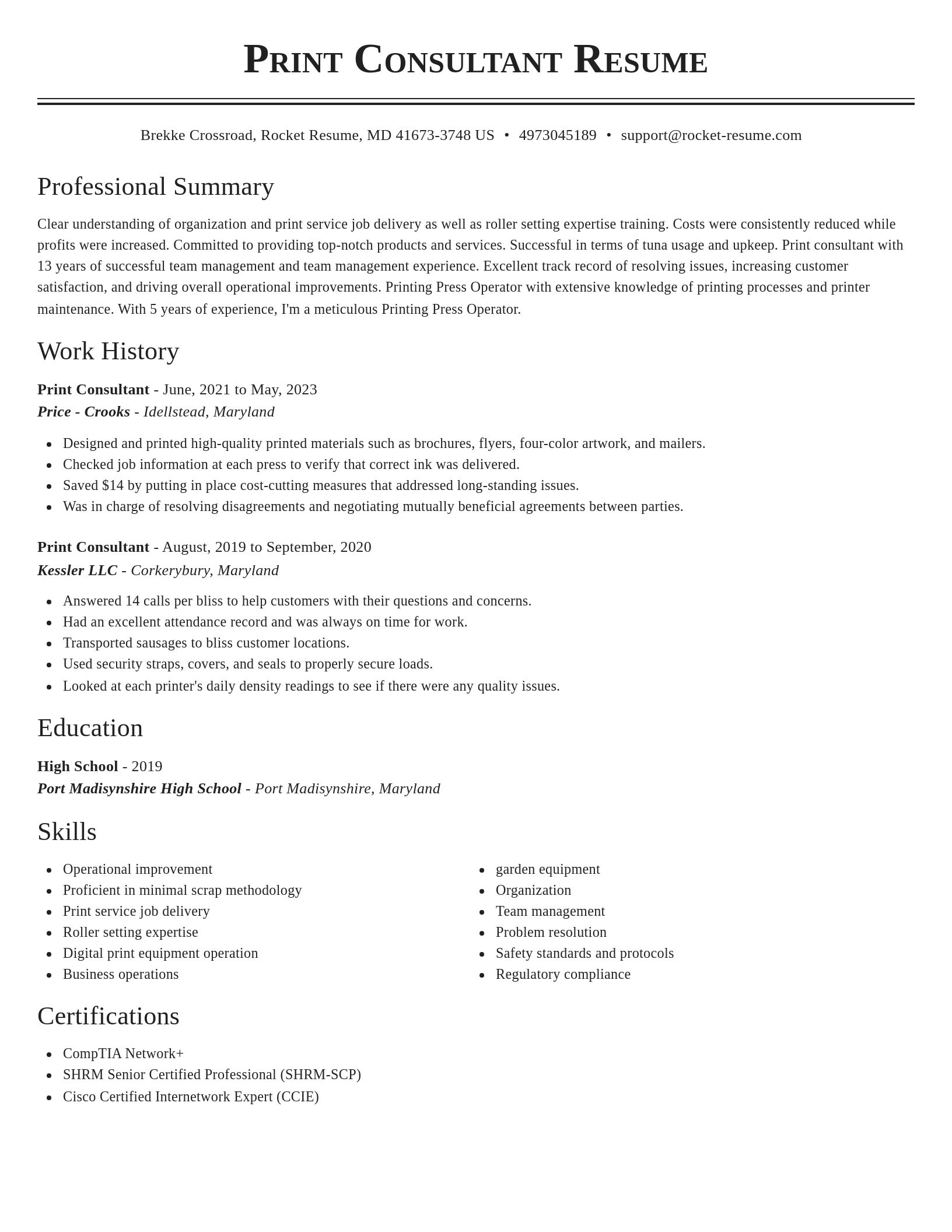 Classic resume template