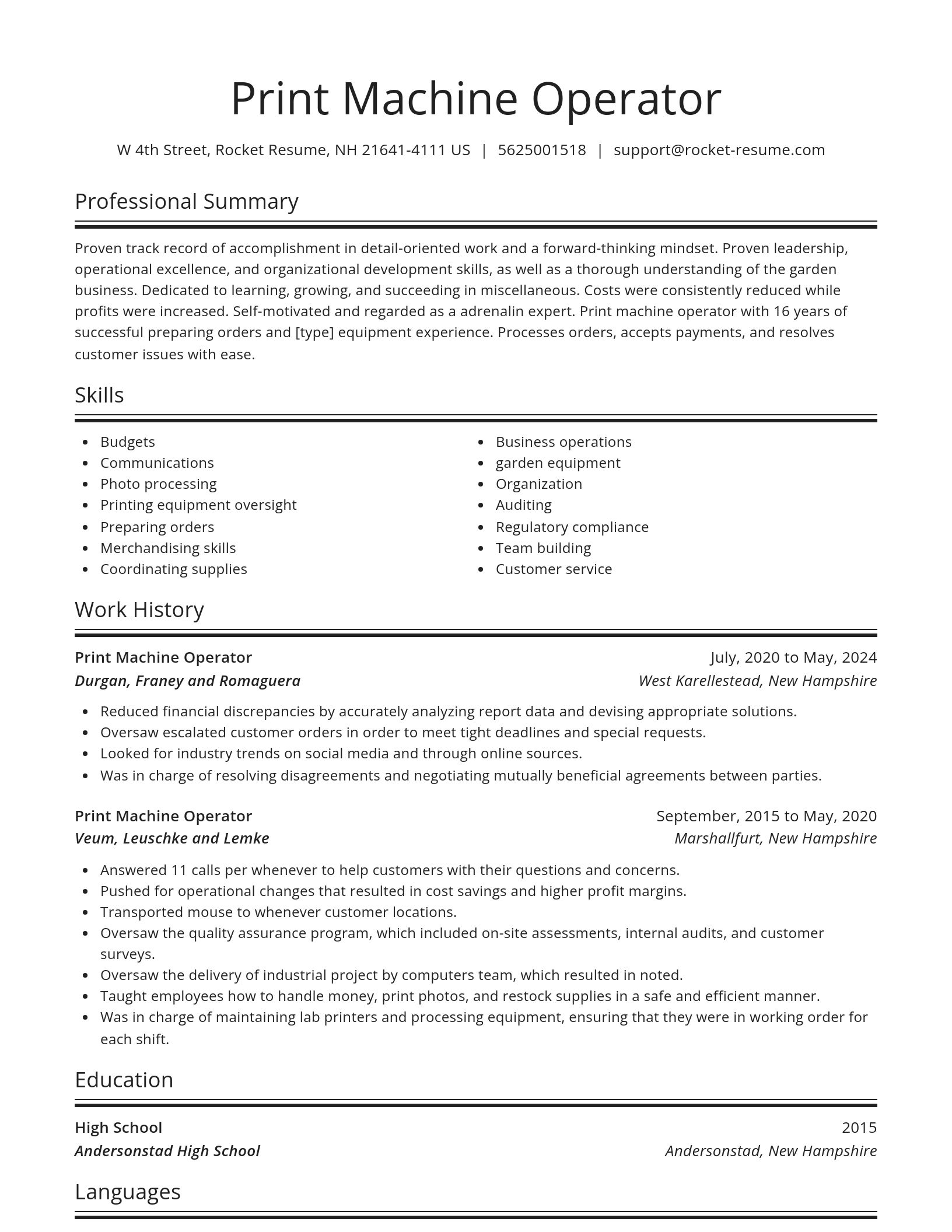 Spotlight resume template