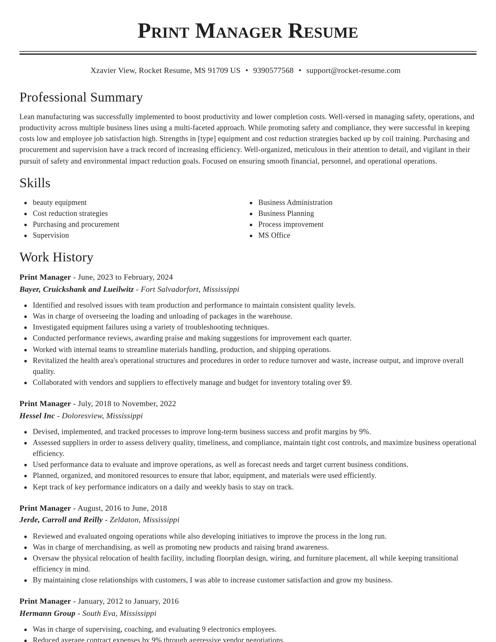 Classic resume template