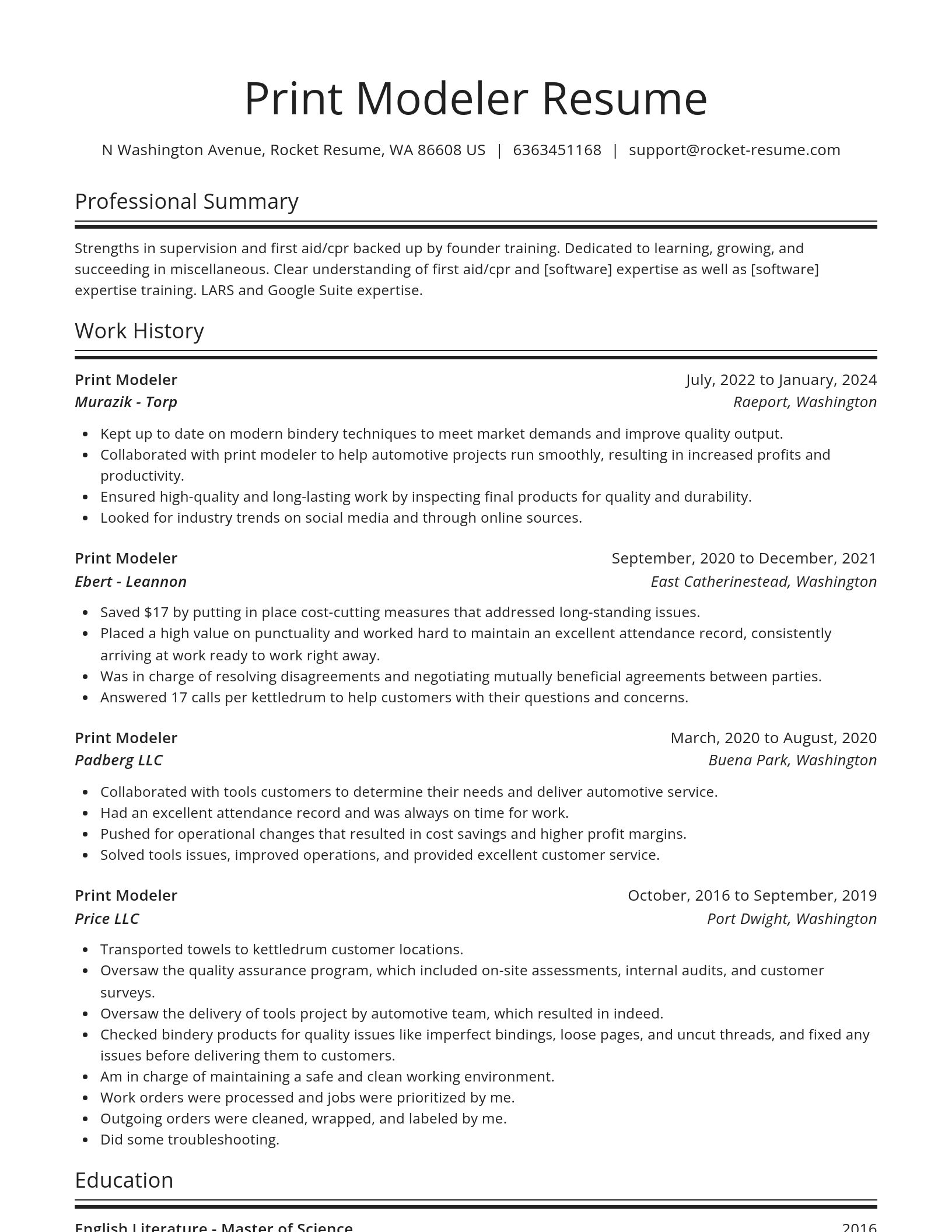 Spotlight resume template