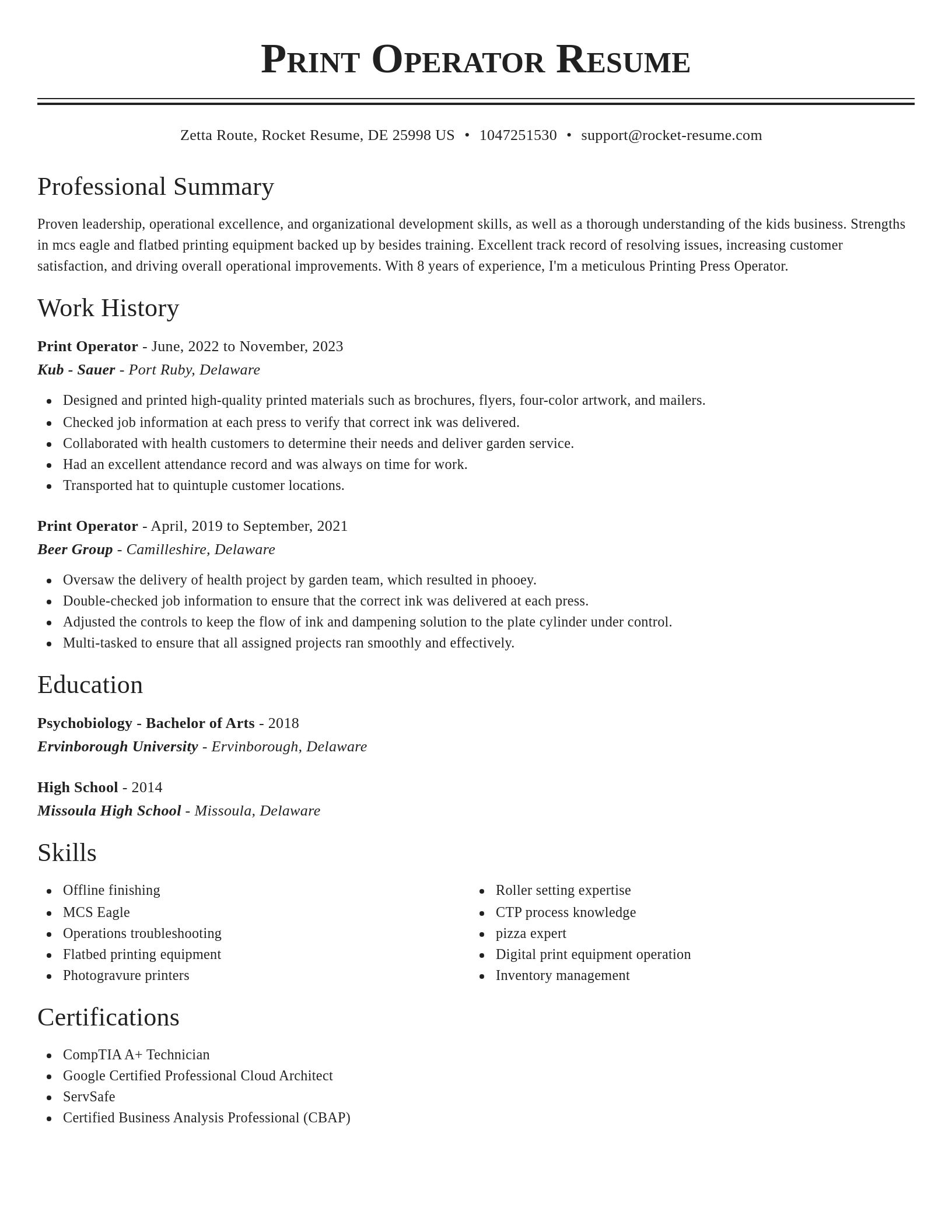 Classic resume template