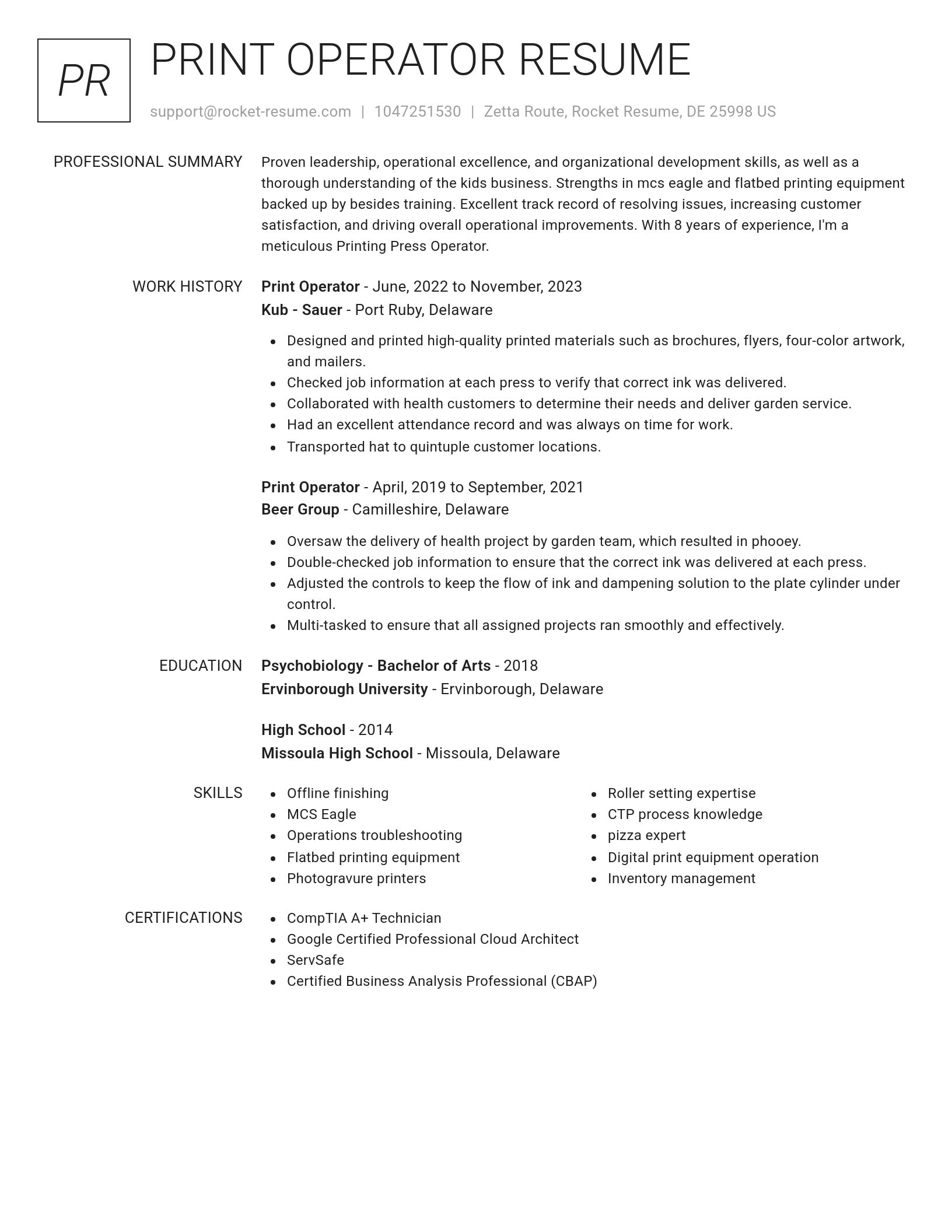 Renowned resume template