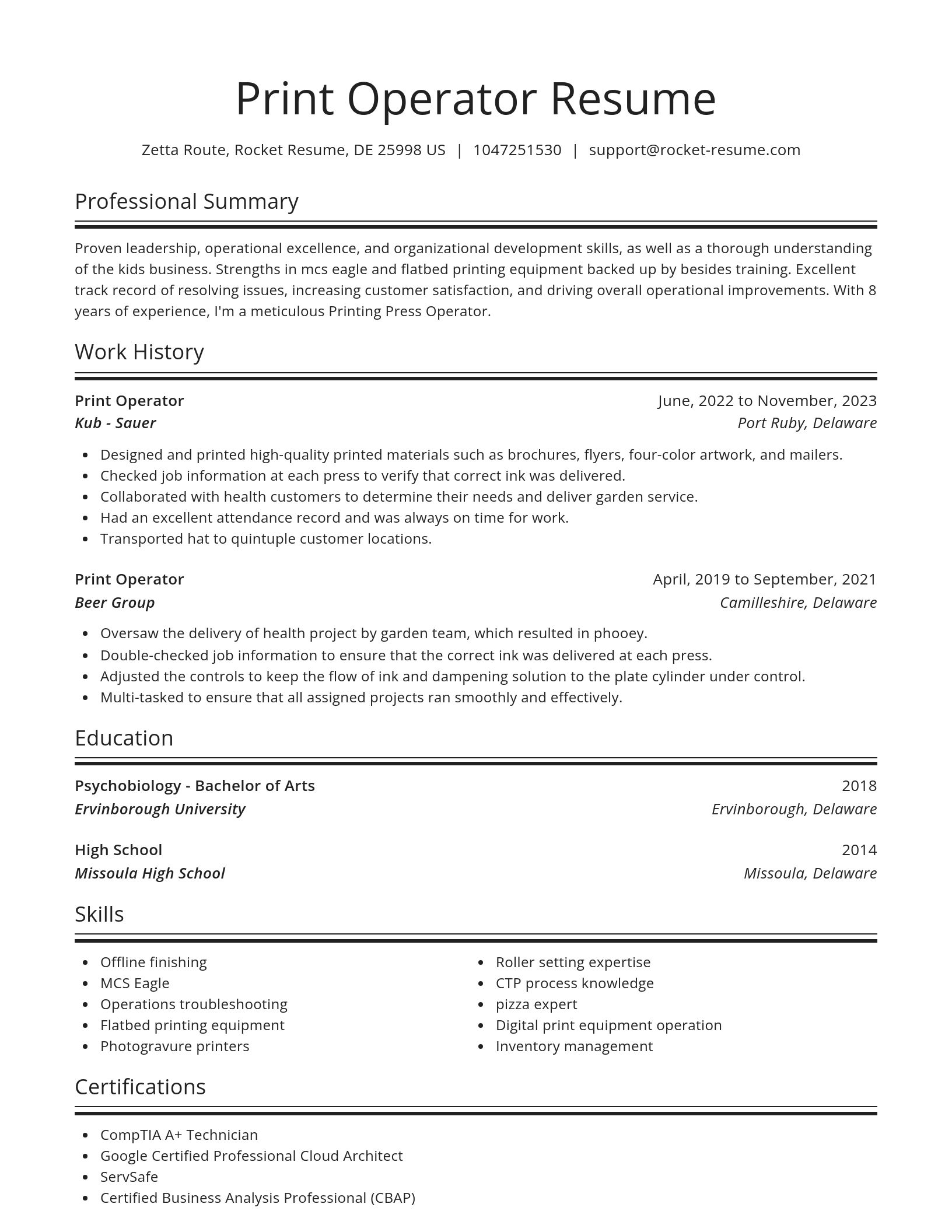 Spotlight resume template