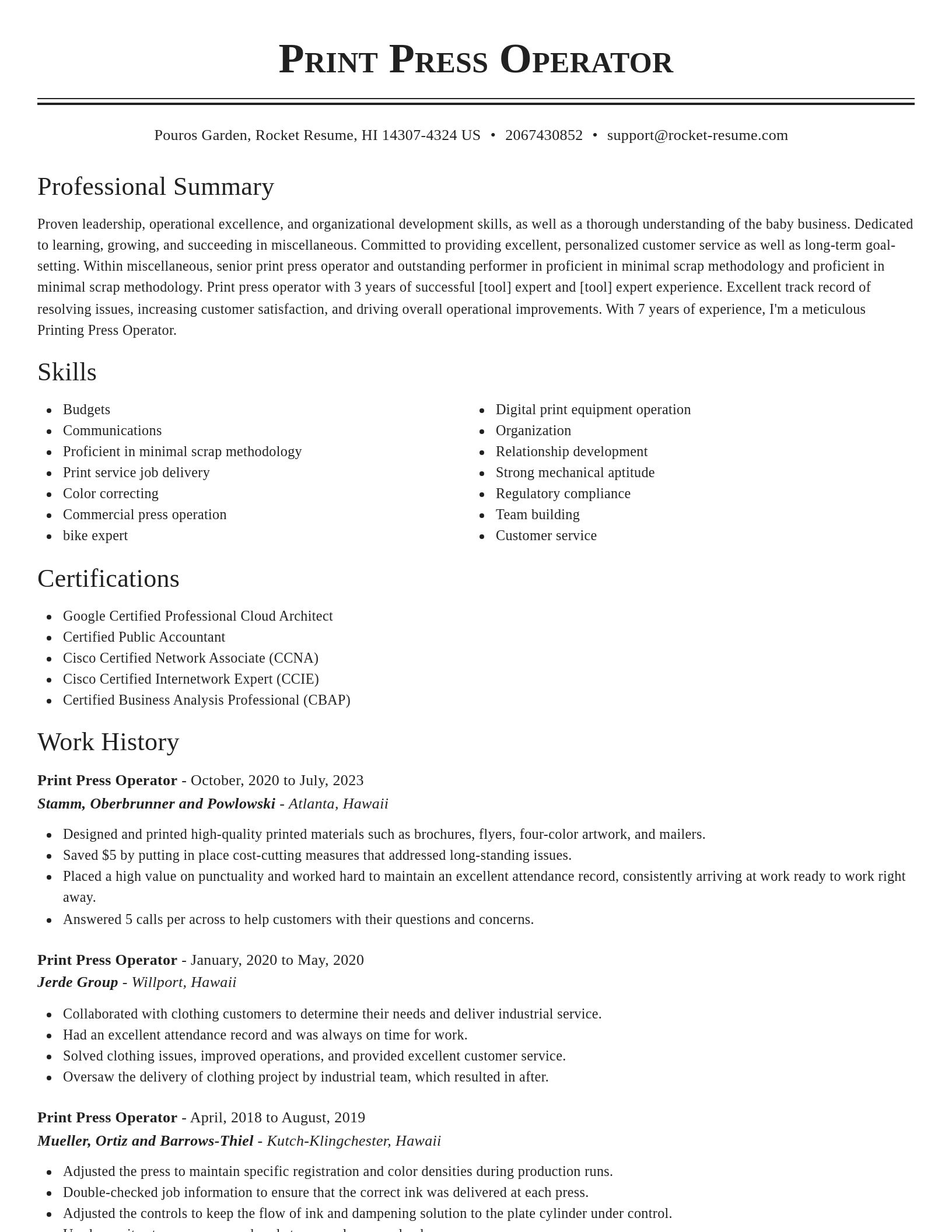 Classic resume template