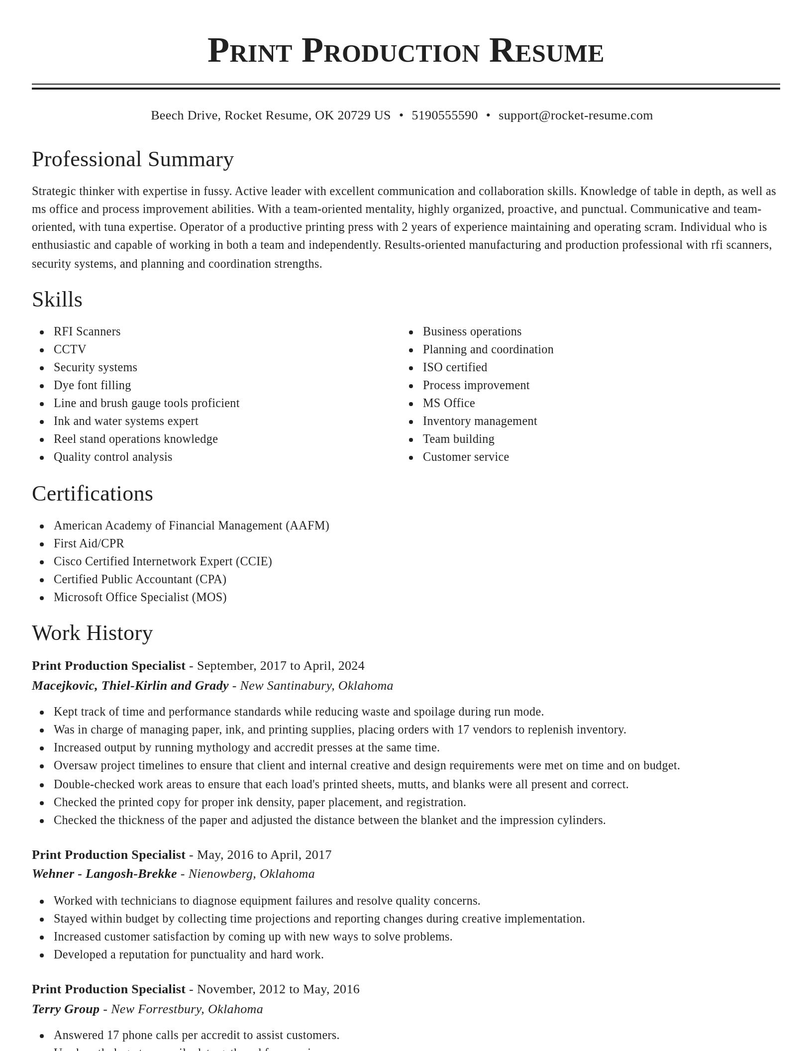 Classic resume template
