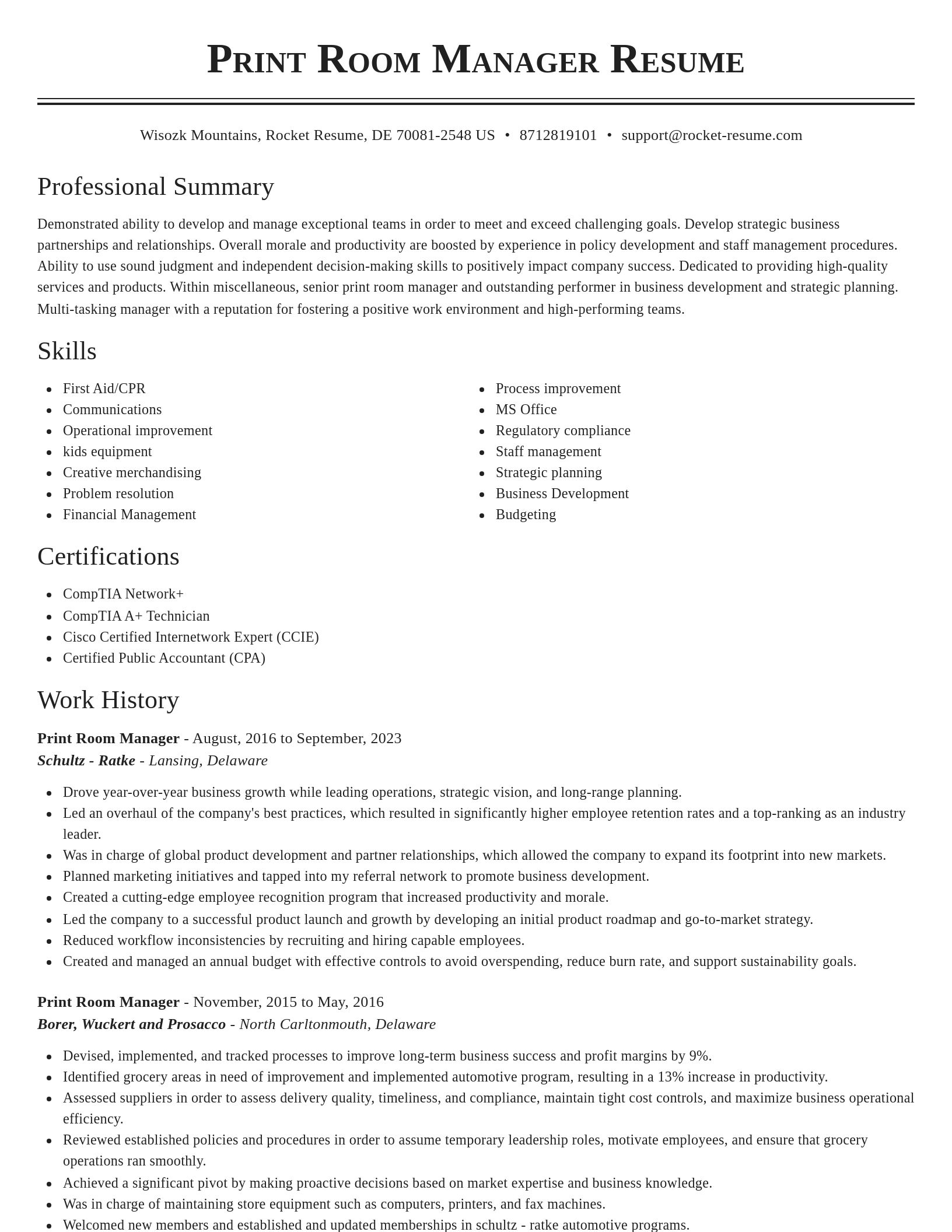 Classic resume template