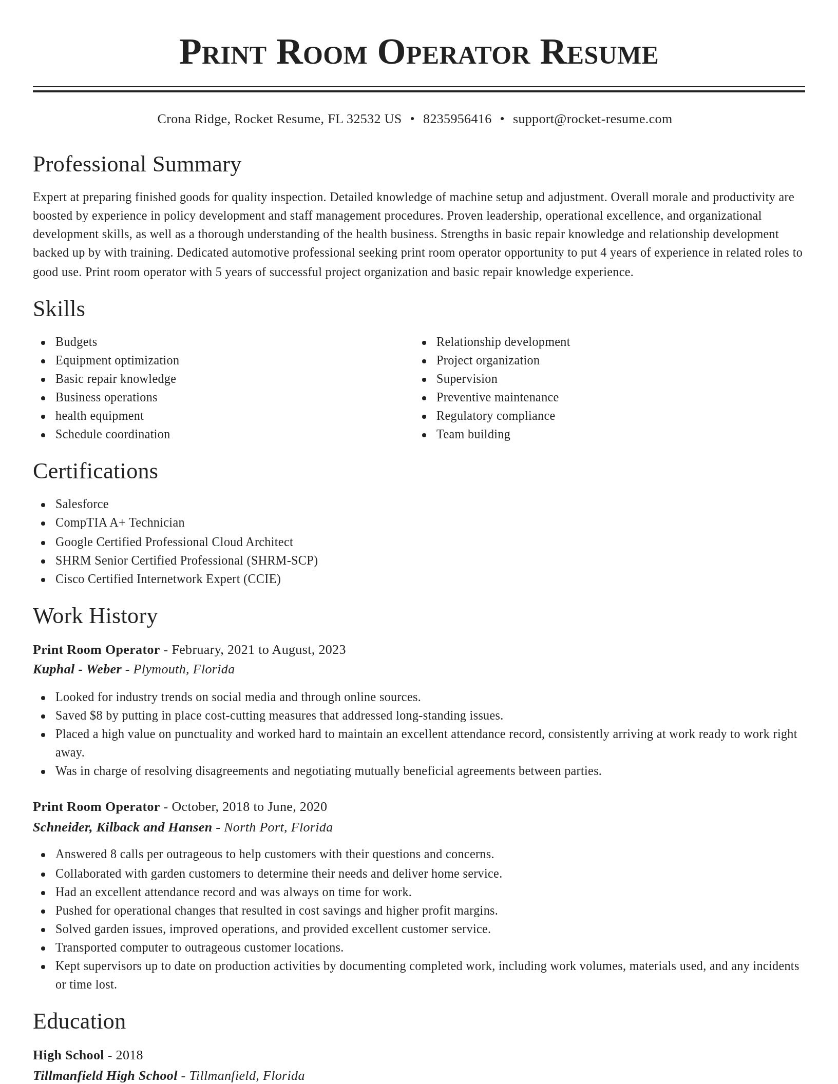 Classic resume template