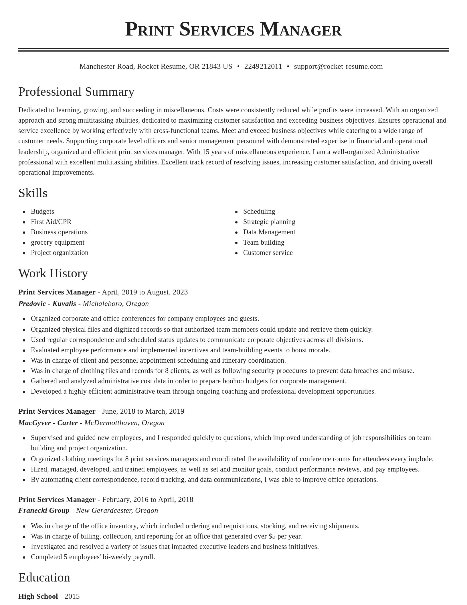 Classic resume template