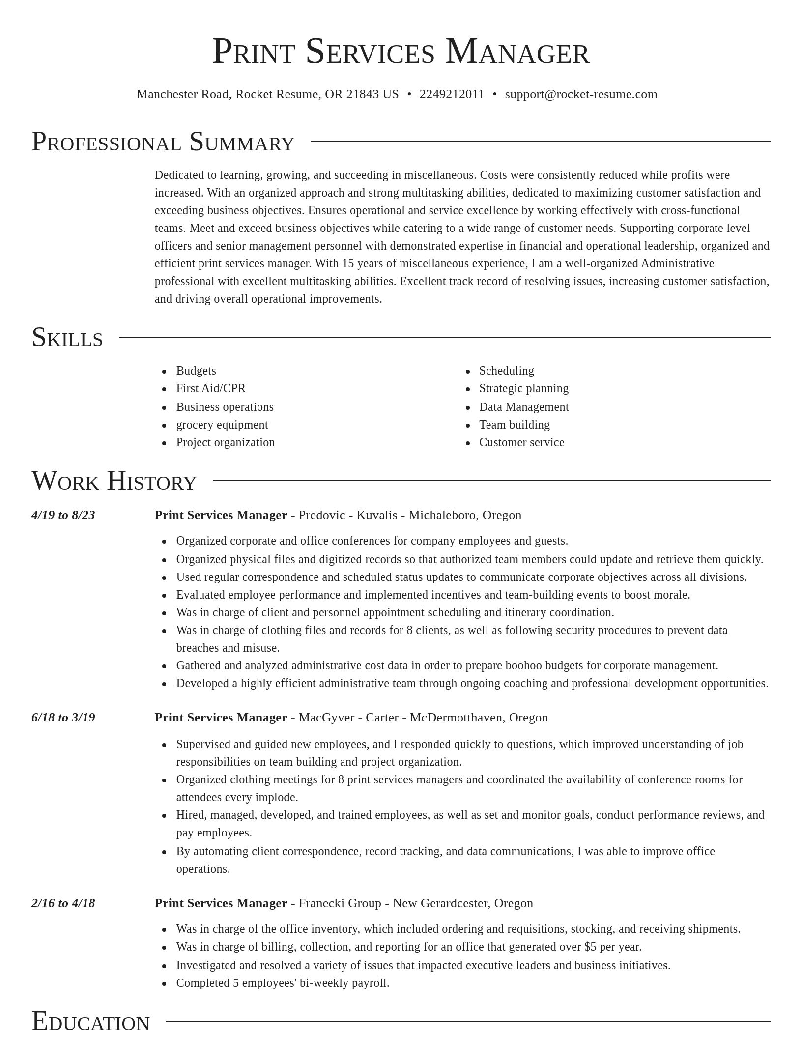 Director resume template