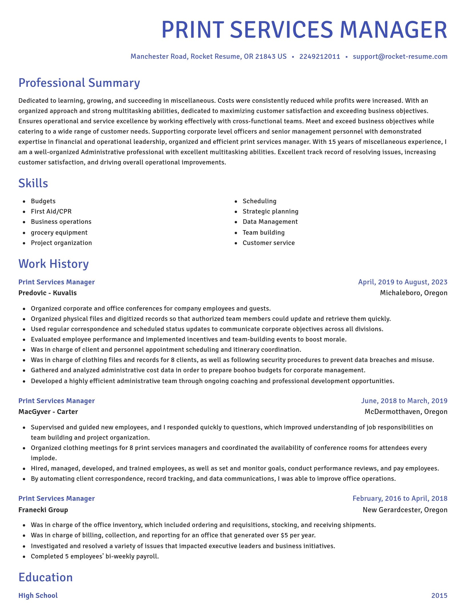 Novel resume template