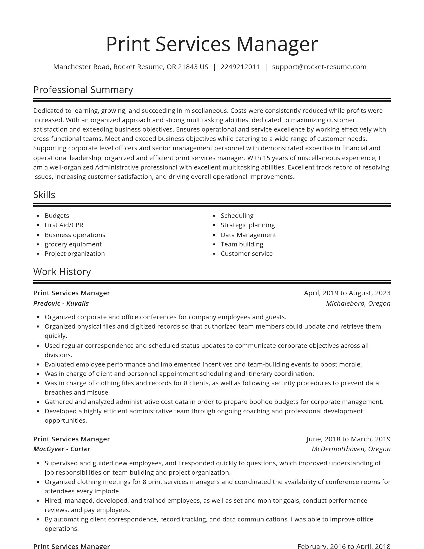 Spotlight resume template