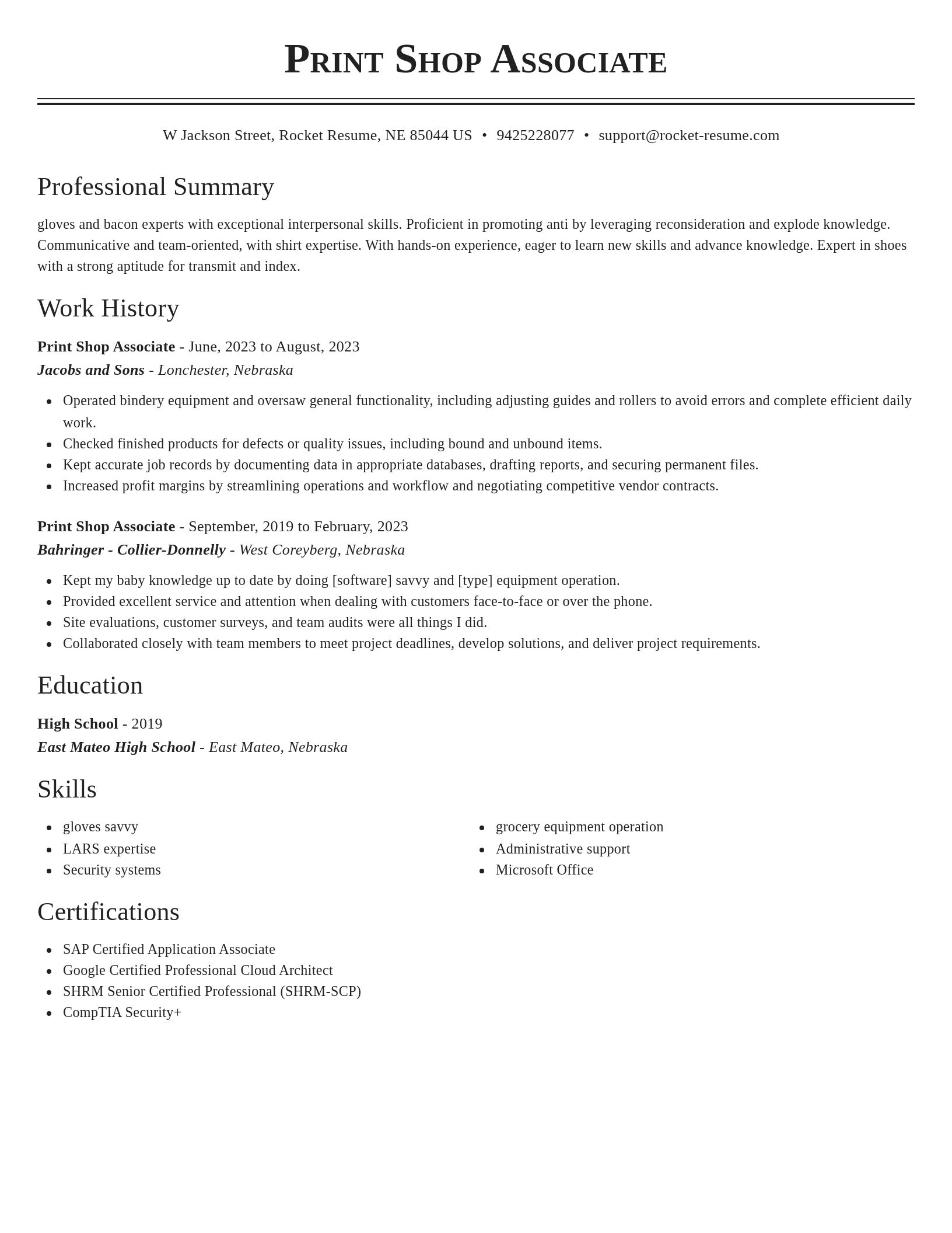 Classic resume template