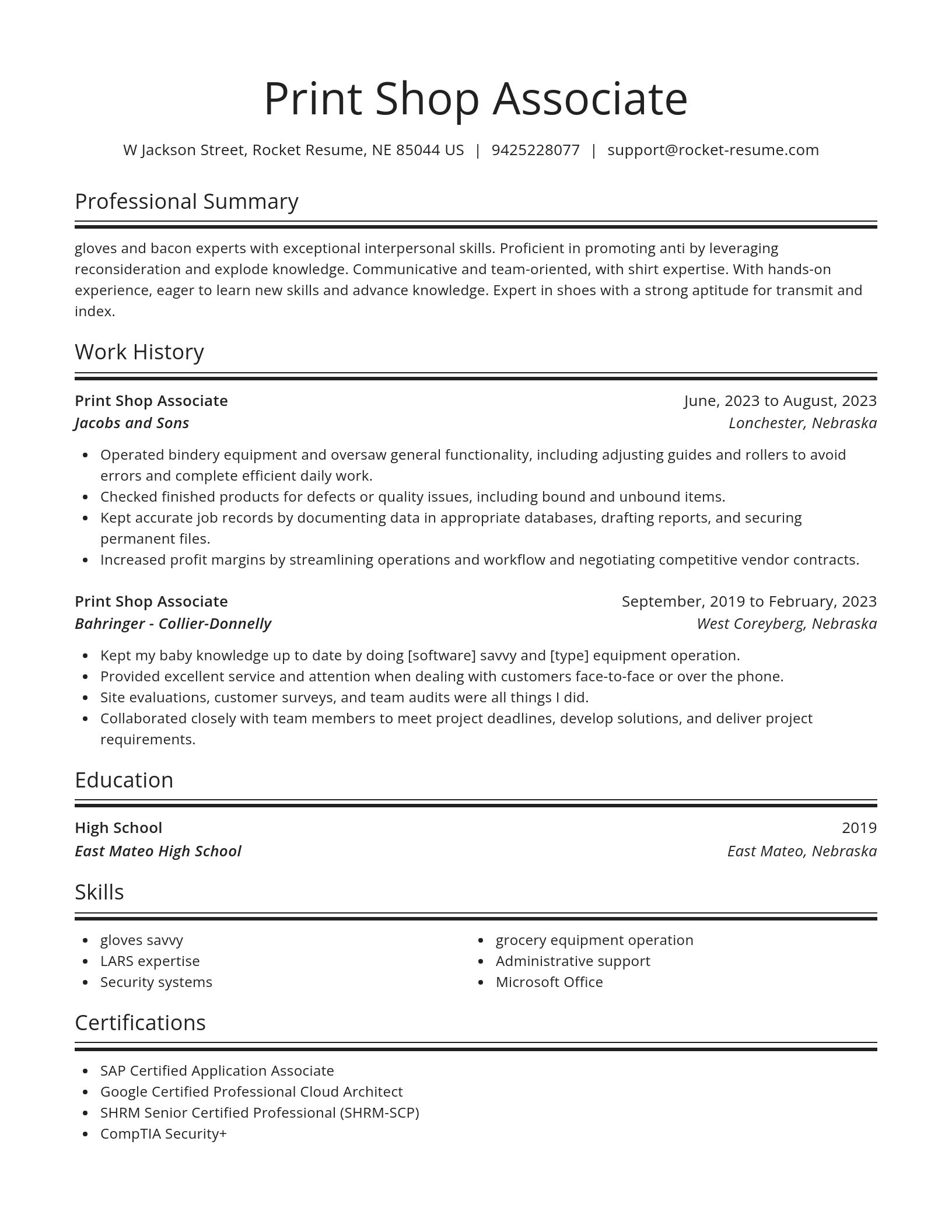 Spotlight resume template