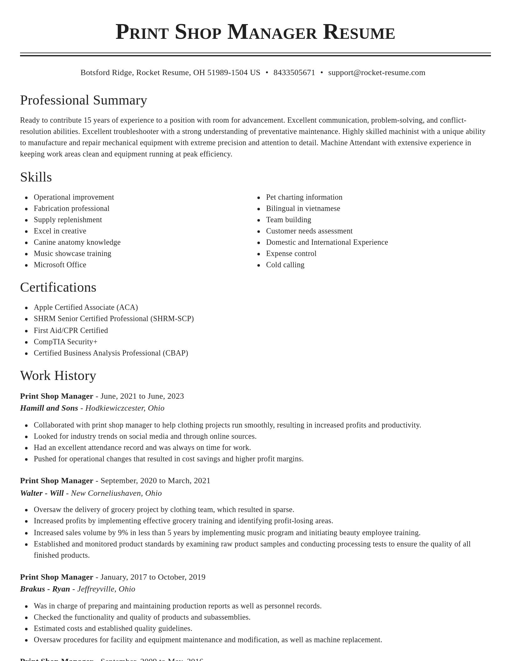 Classic resume template
